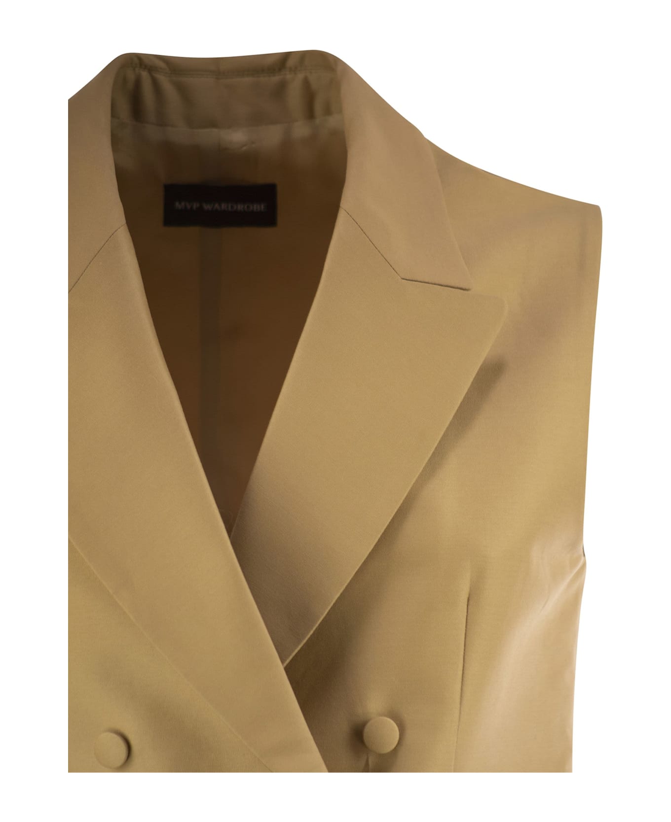 MVP Wardrobe Double-breasted Cotton And Silk Waistcoat - Beige