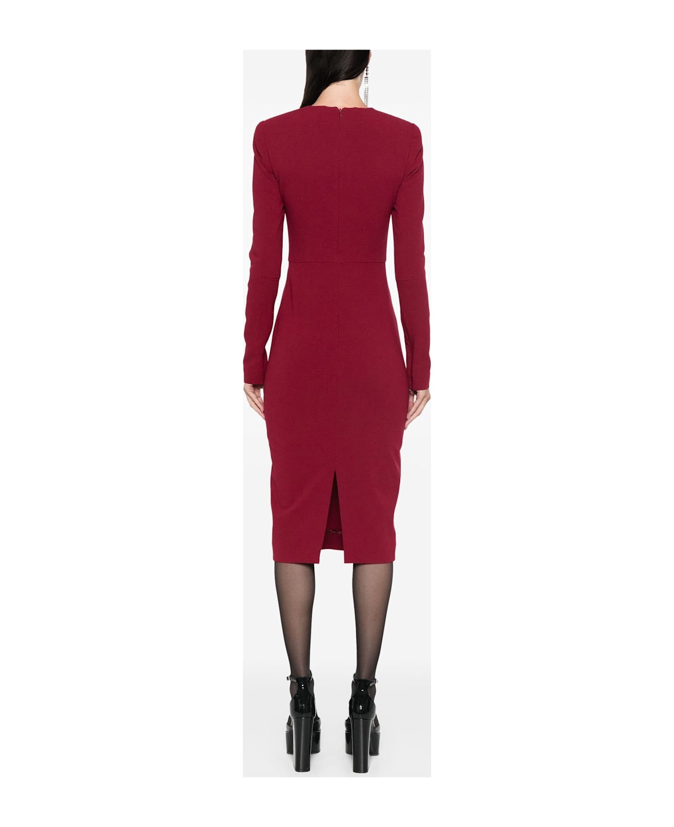 Victoria Beckham Tshirt Fitted Dress Long Sl - Oxblood