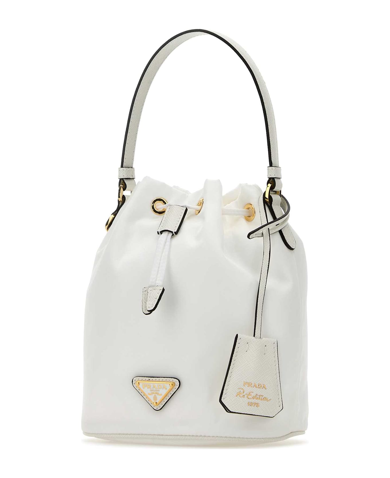 Prada White Nylon Bucket Bag - BIANCON