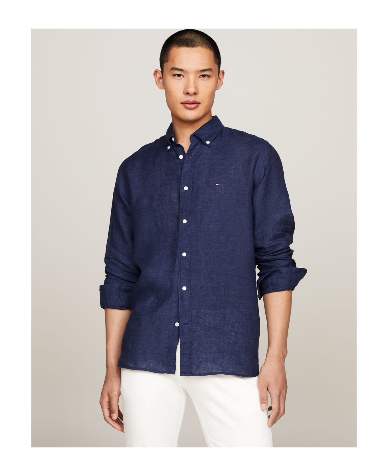 Tommy Hilfiger Navy Blue Shirt With Logo - CARBON NAVY