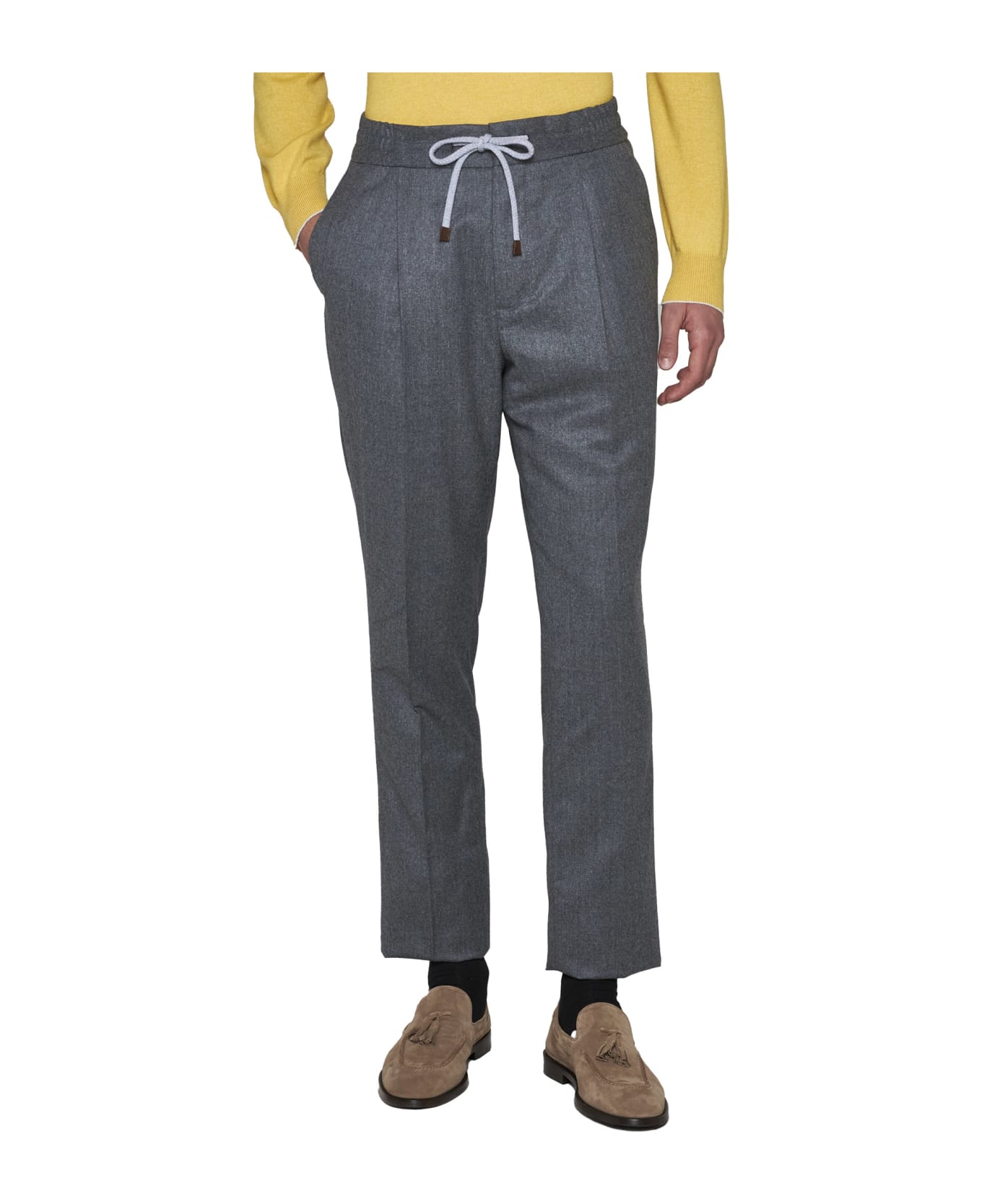 Brunello Cucinelli Drawstring Tailored Trousers - GRIGIO MEDIO ボトムス