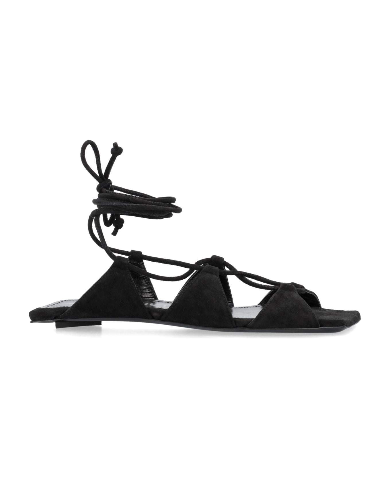 The Attico Reneé Flat Sandals - BLACK