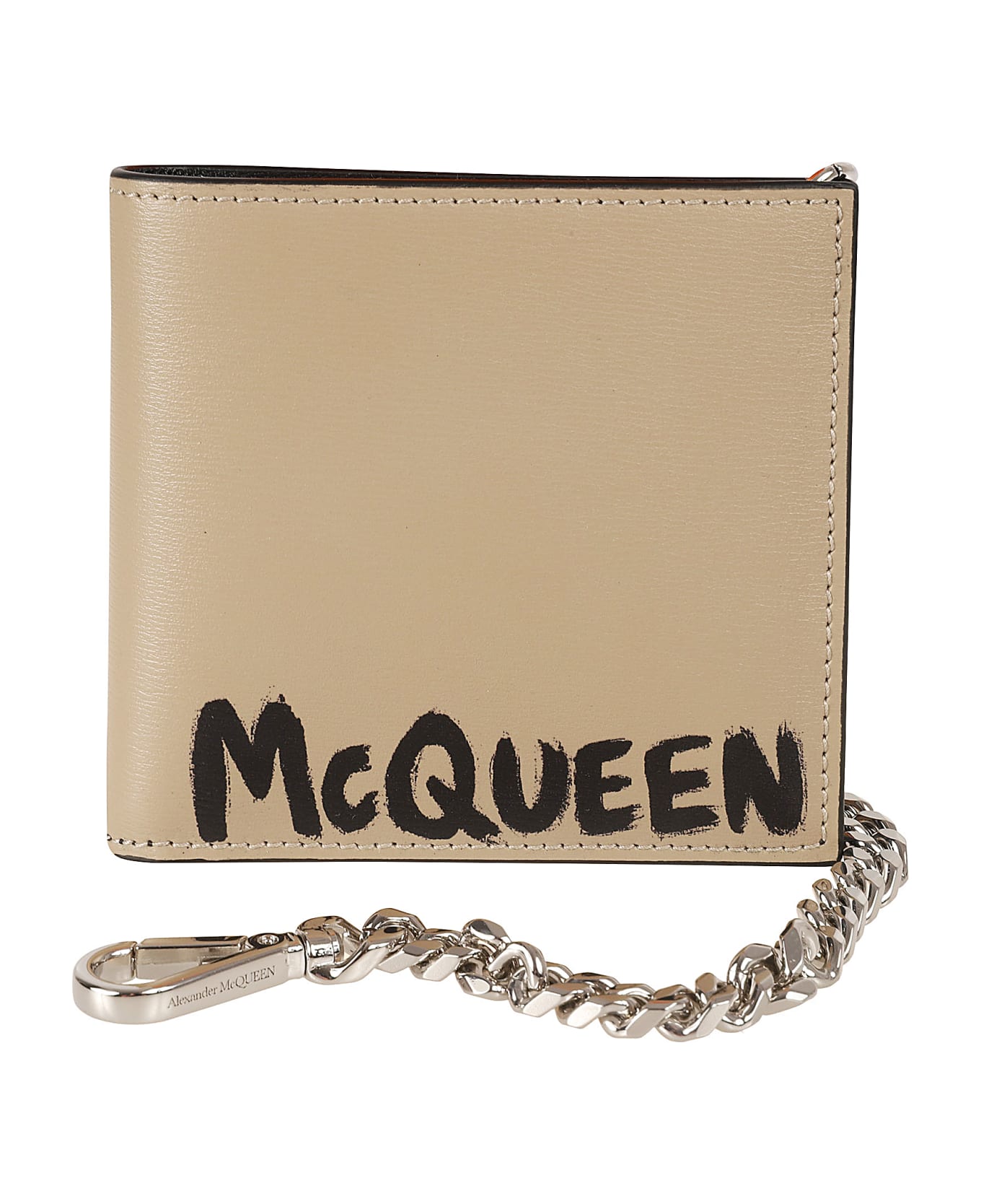 Alexander McQueen Logo Detail Chain Applique Wallet - Beige