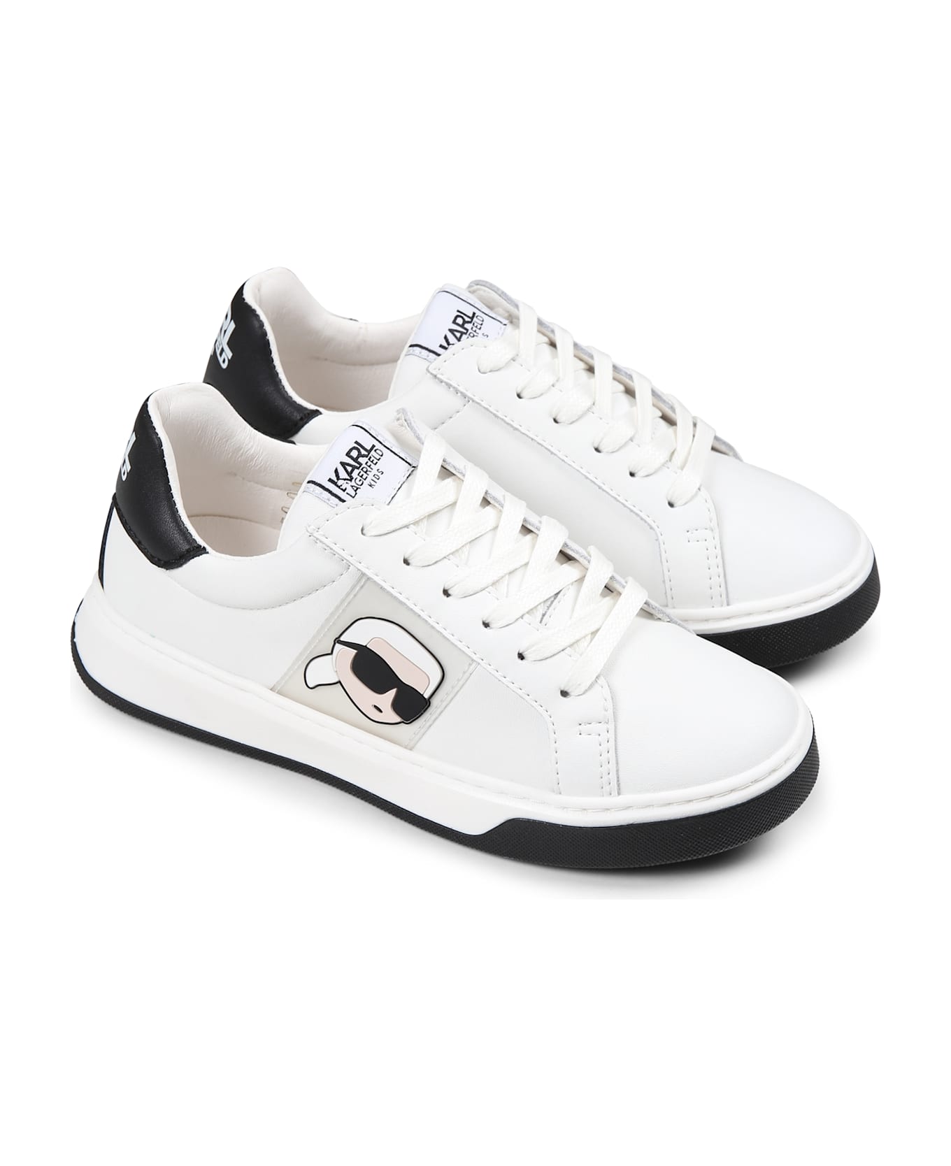 Karl Lagerfeld Kids White Sneakers For Kids With Karl Lagerfeld - White