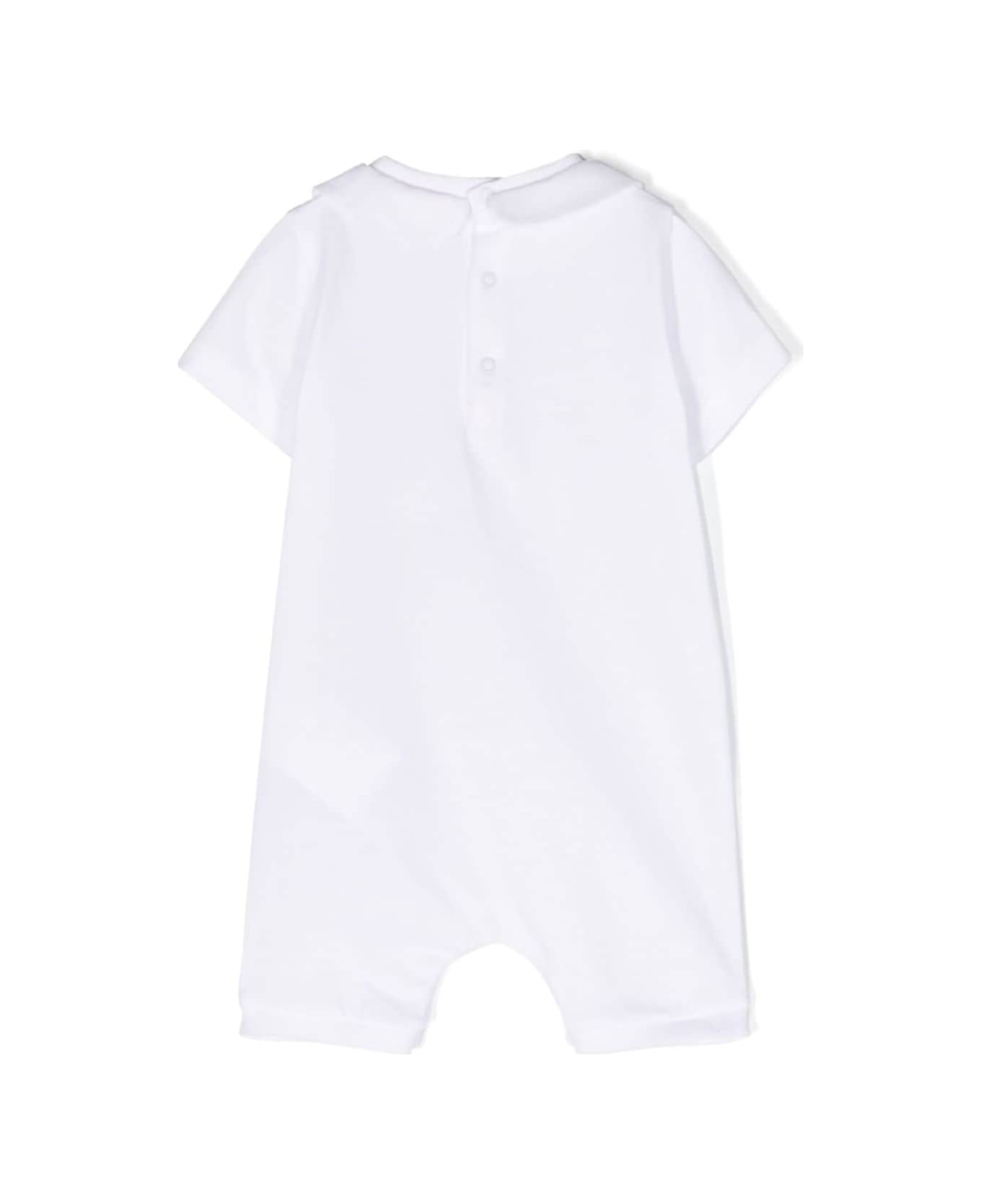 Moschino White Onesie With Logo Lettering Print In Cotton Baby - White