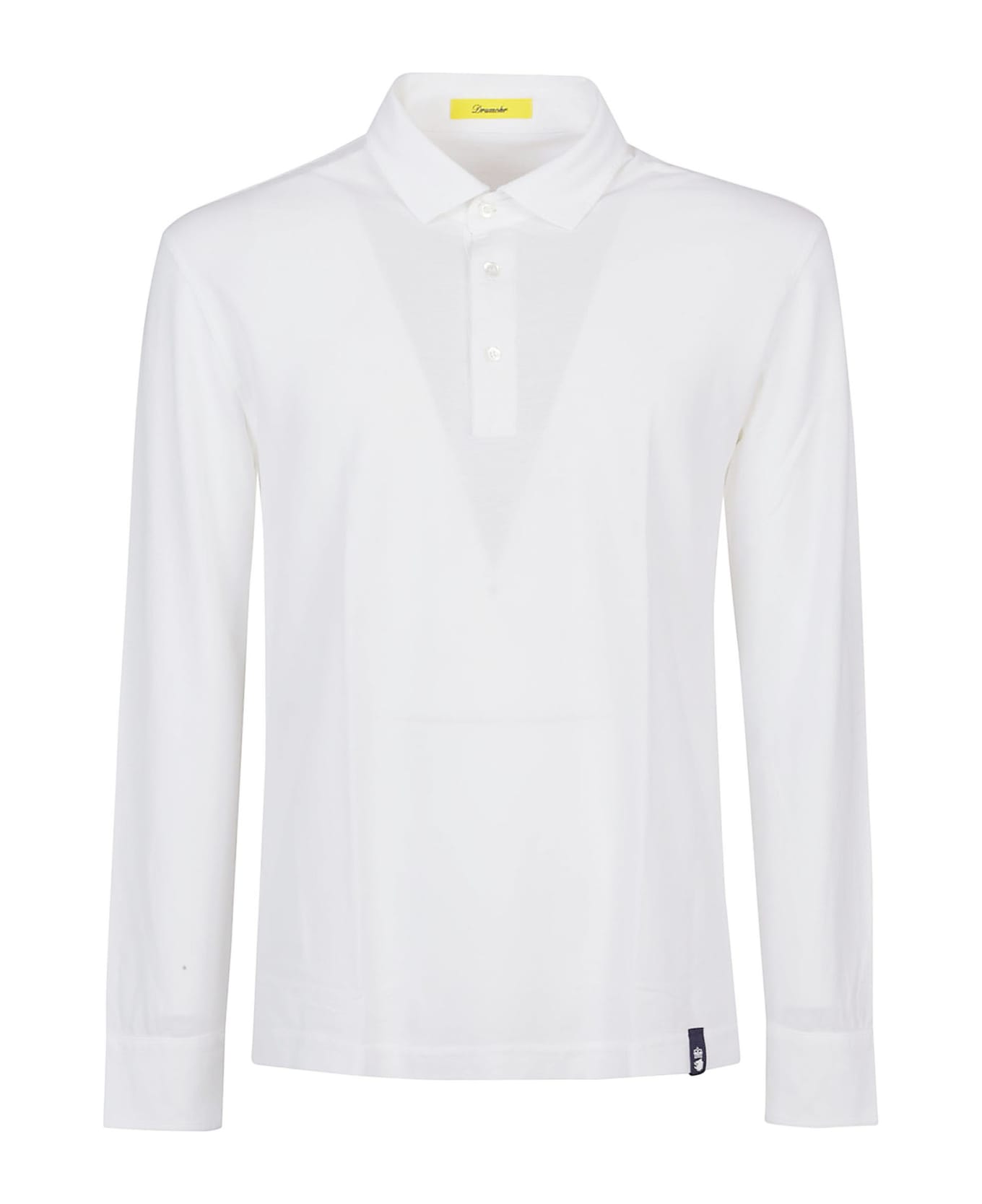 Drumohr Oxford Long Sleeve Polo Shirt - Bianco