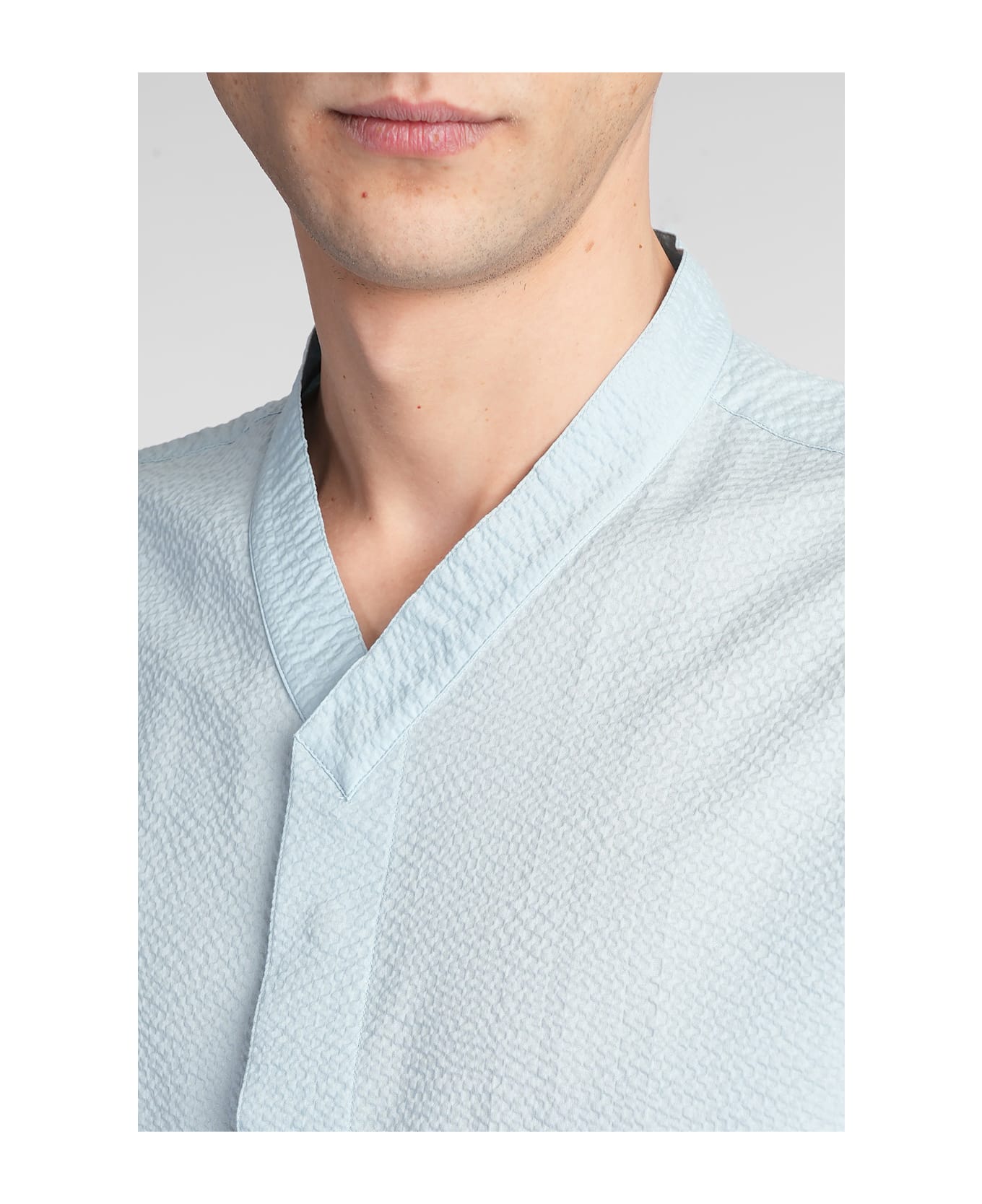 Giorgio Armani Shirt In Cyan Cotton - cyan