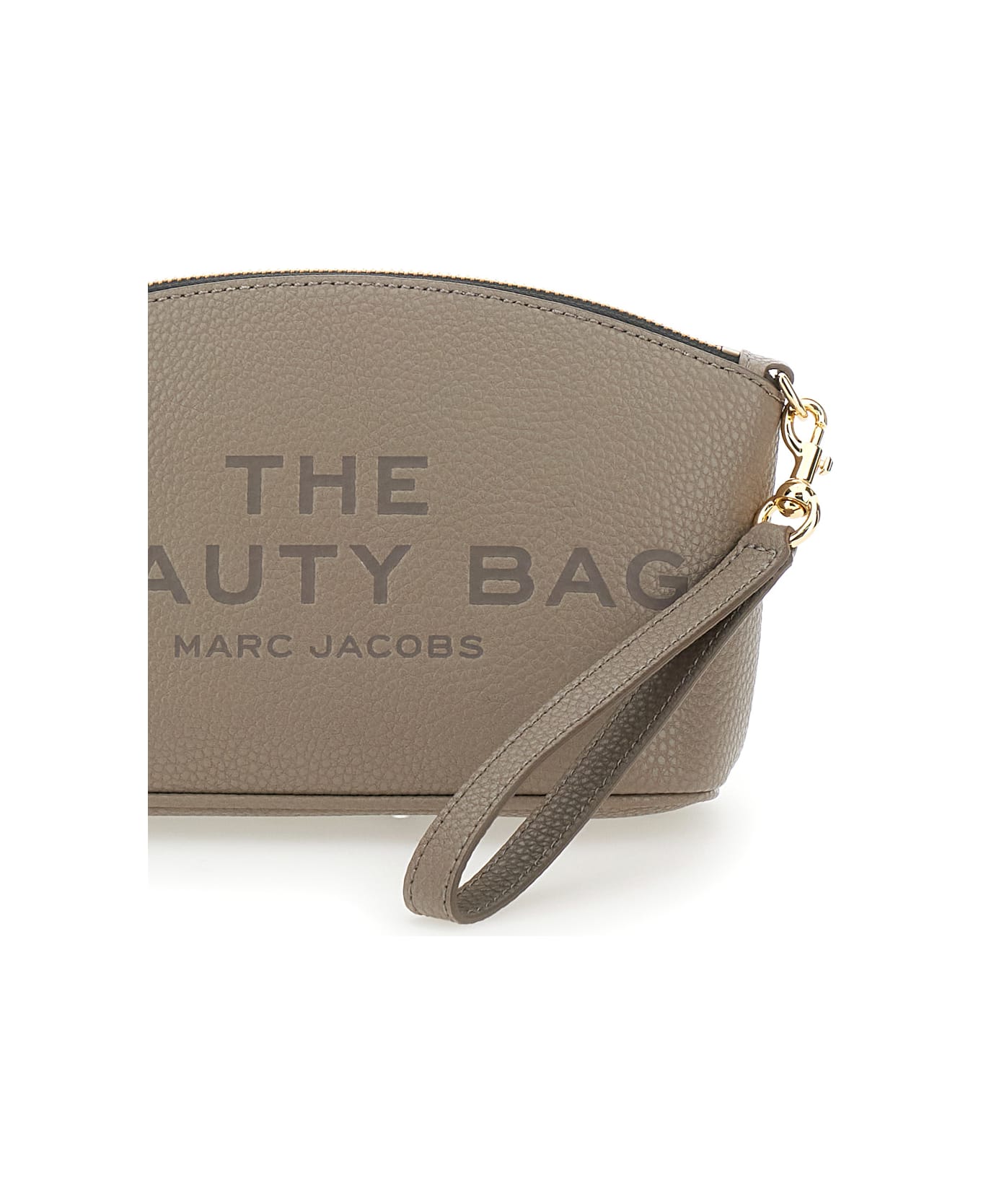 Marc Jacobs 'the Beauty Bag' Grey Clutch Bag With Logo Print On The Front In Leather Woman - Grey