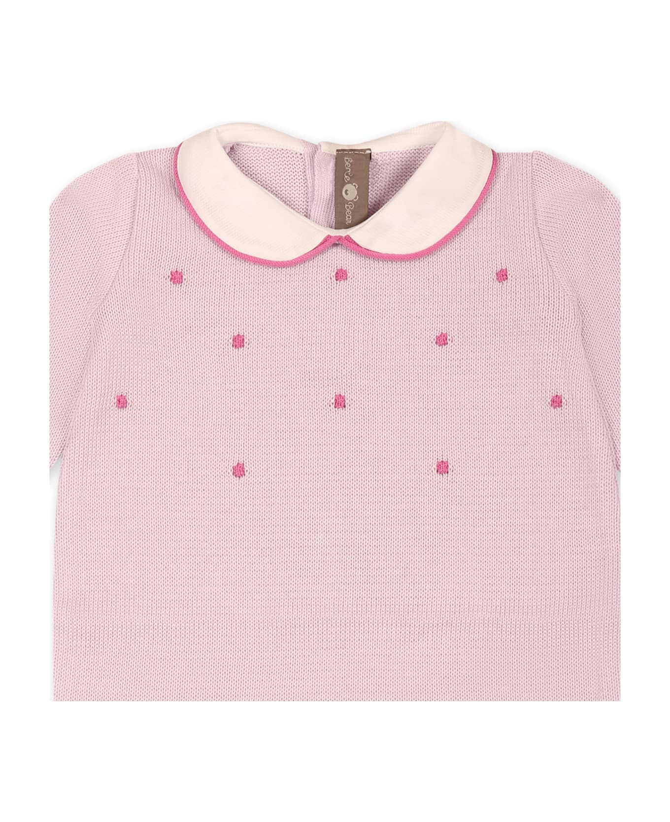 Little Bear Purple Babygrow For Baby Girl With Polka Dots - Violet