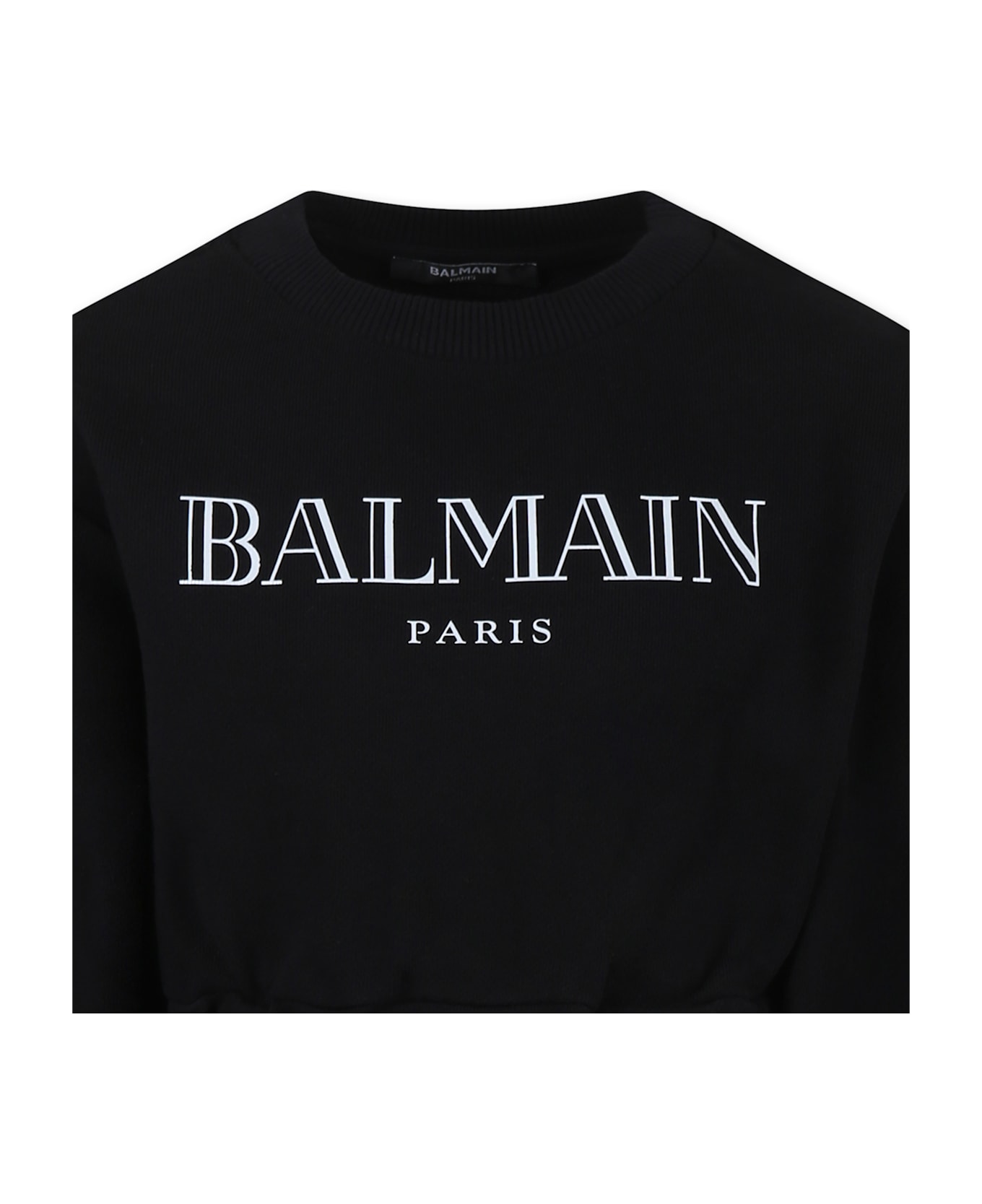 Balmain Black Dress For Girl With Logo - Black