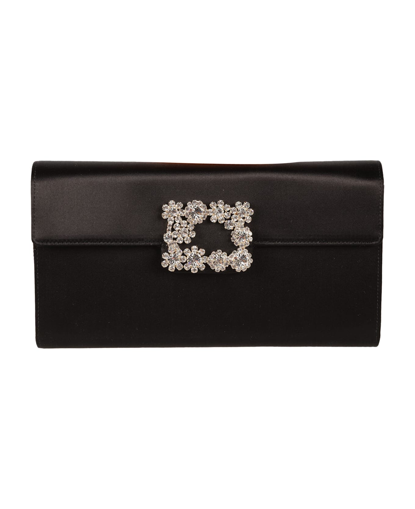Roger Vivier Floral Embellished Clutch - Black