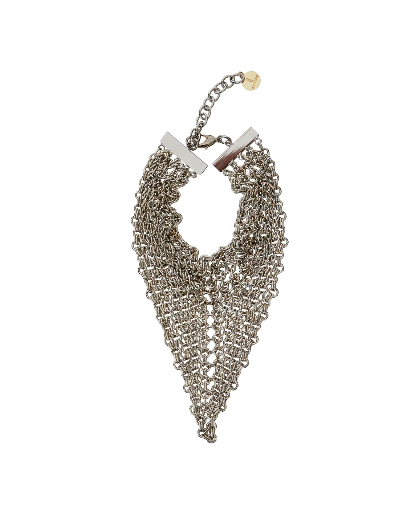 Silvia Gnecchi 
bandite
 Silver-colored Necklace With Chain Design And Logo Pendant In Brass Woman - Metallic