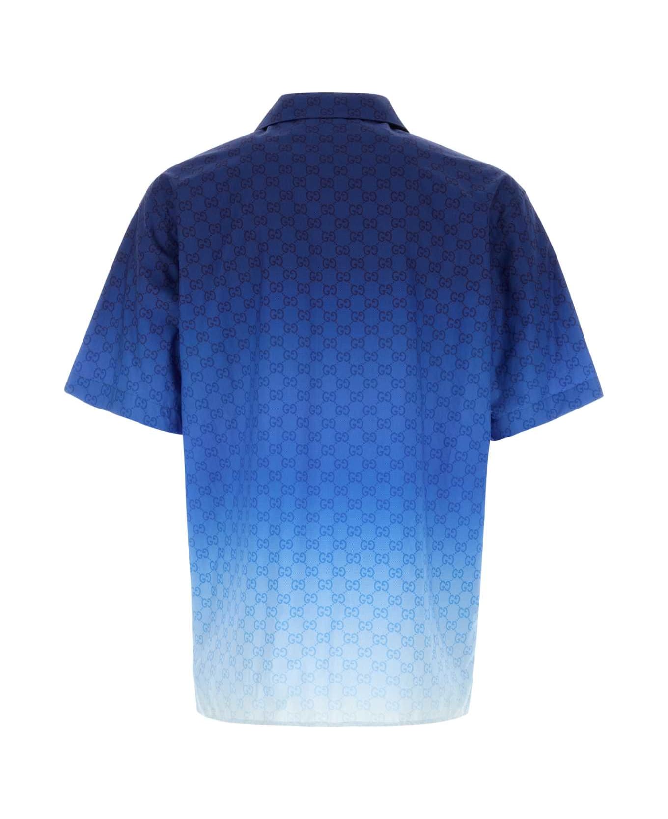 Gucci Printed Poplin Shirt - LIGHTBLUEWHITEMC