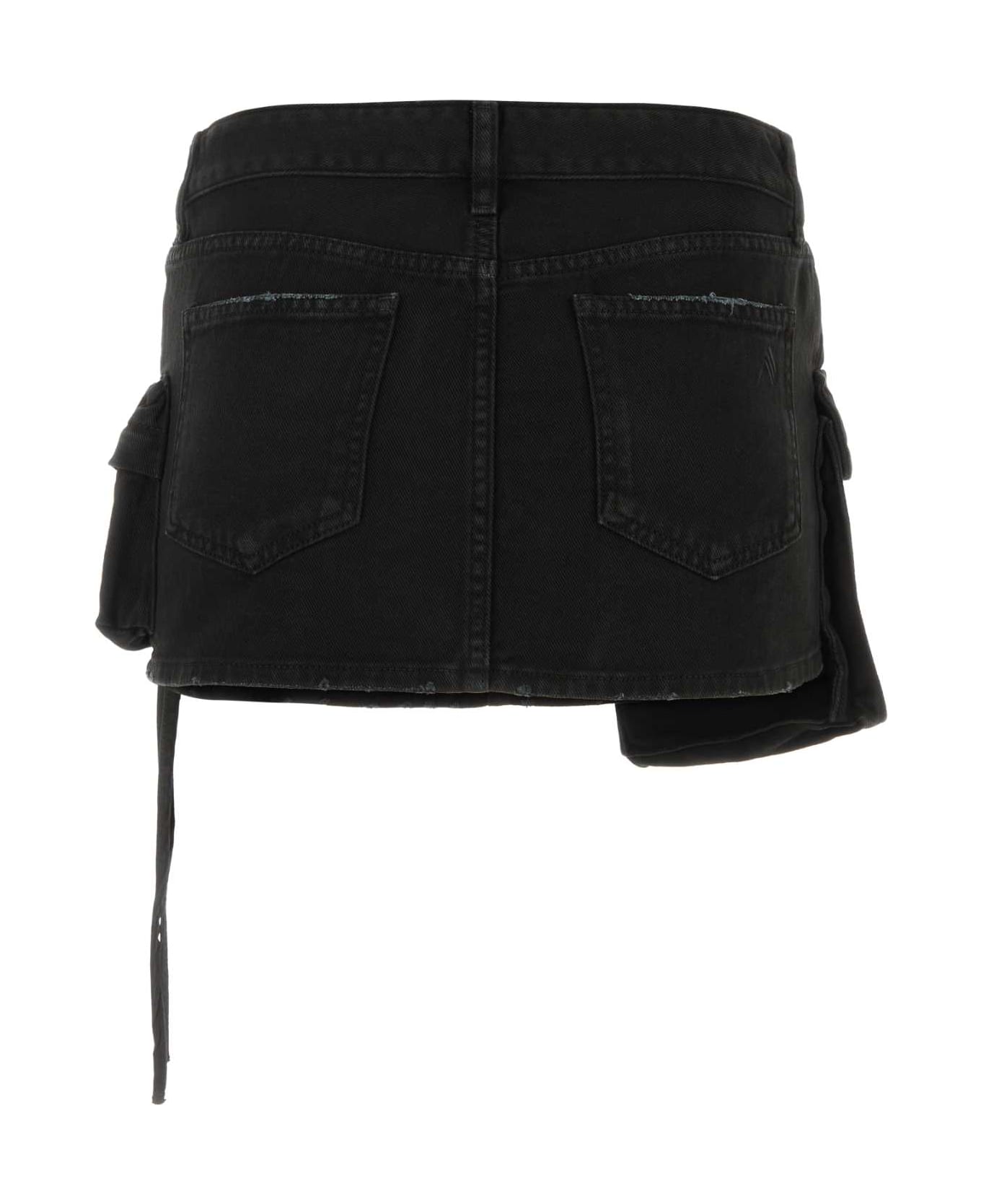The Attico Black Denim Fay Mini Skirt - Black