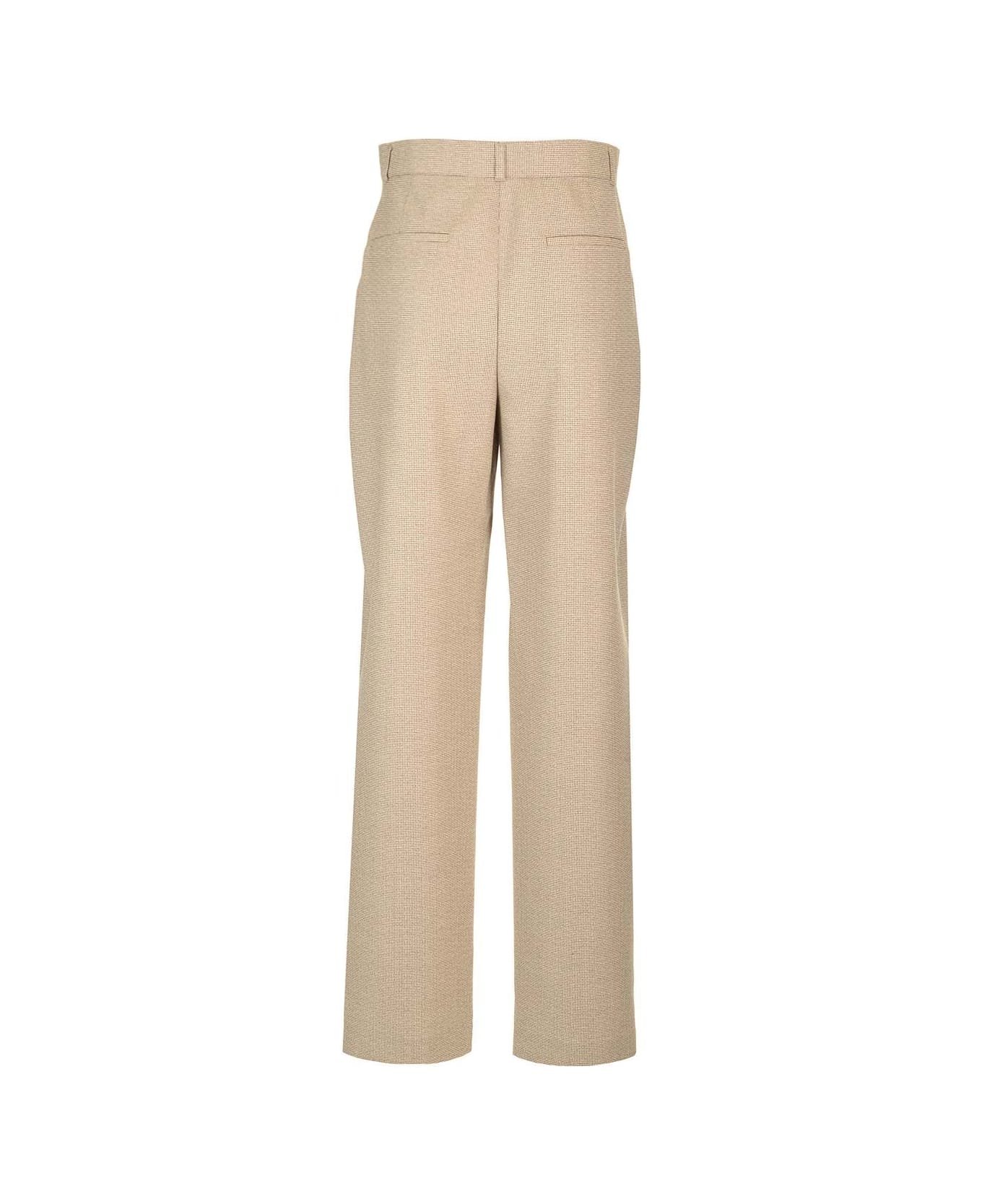 Fendi Micro Check Wool Trousers - Beige