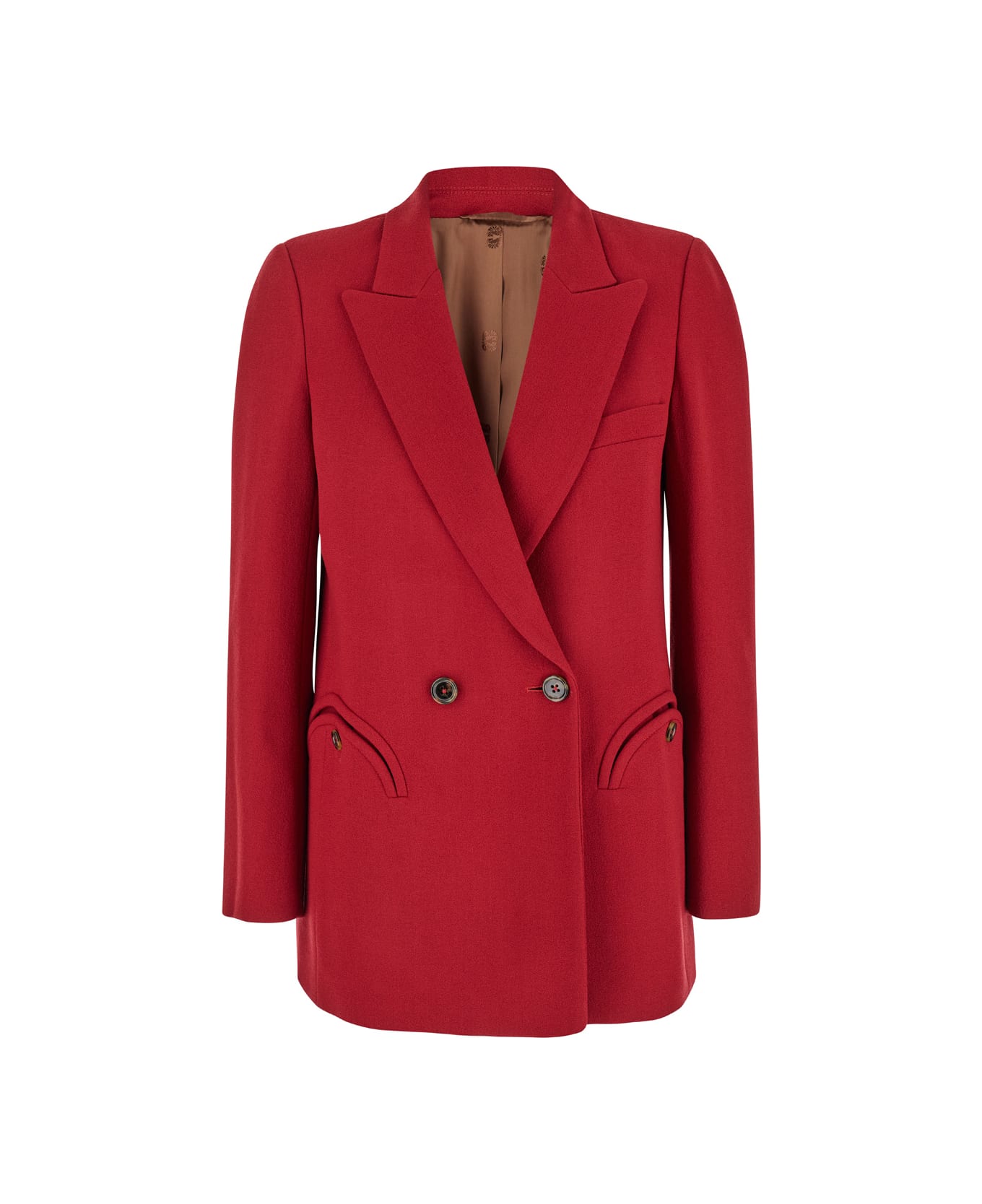 Blazé Milano Red Double-breasted Jacket With Peak Revers In Wool Woman - Red