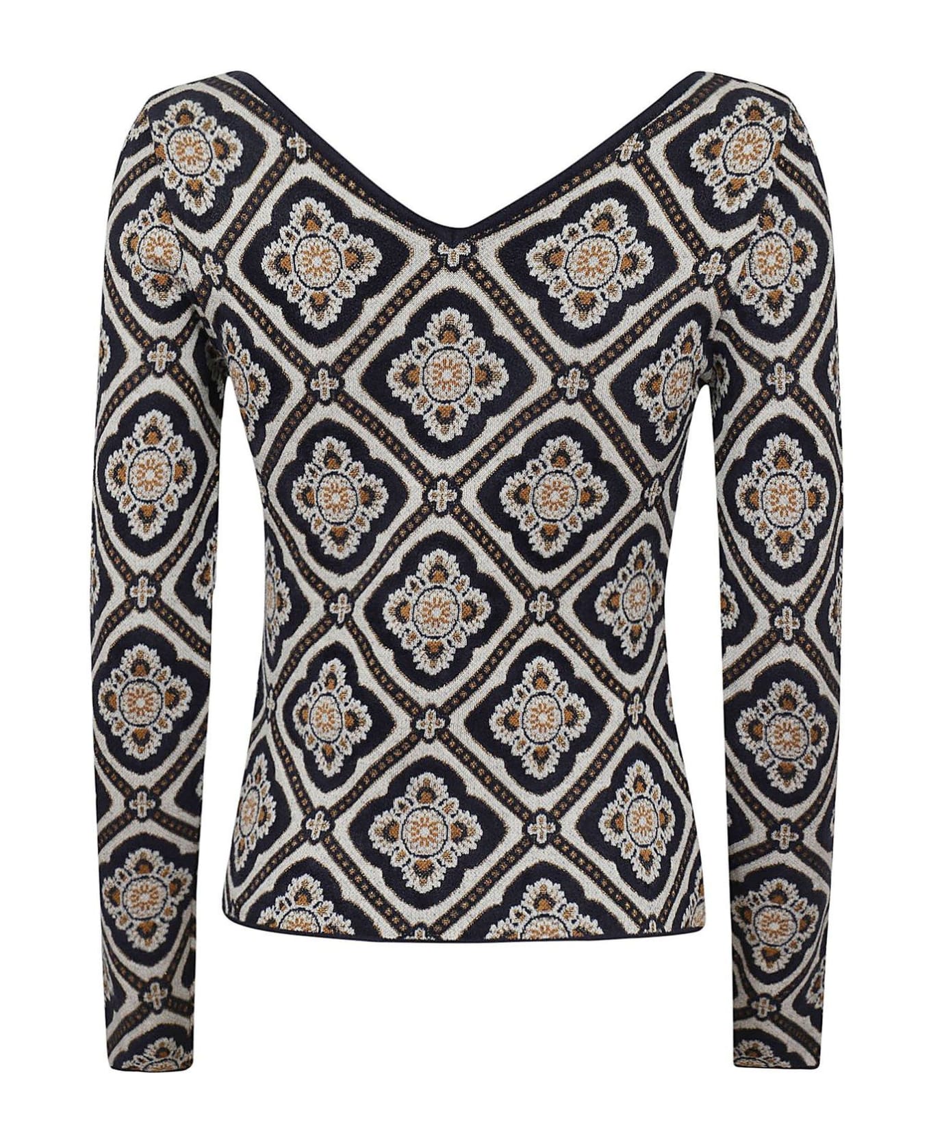 Etro Floral-jacquard Knitted Jumper - Blu/multicolour