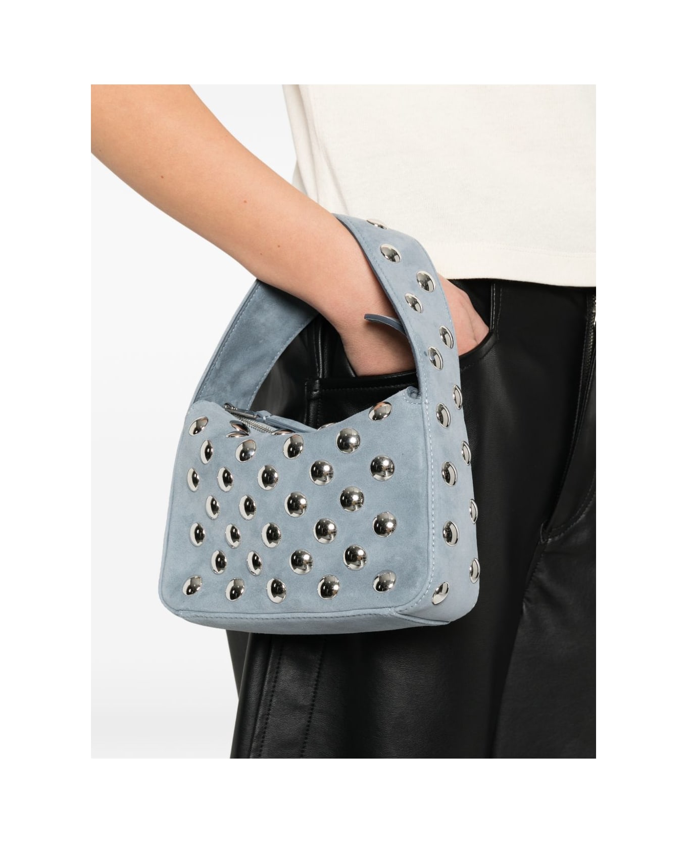 Khaite Elena Small Leather Hobo Bag - Grey