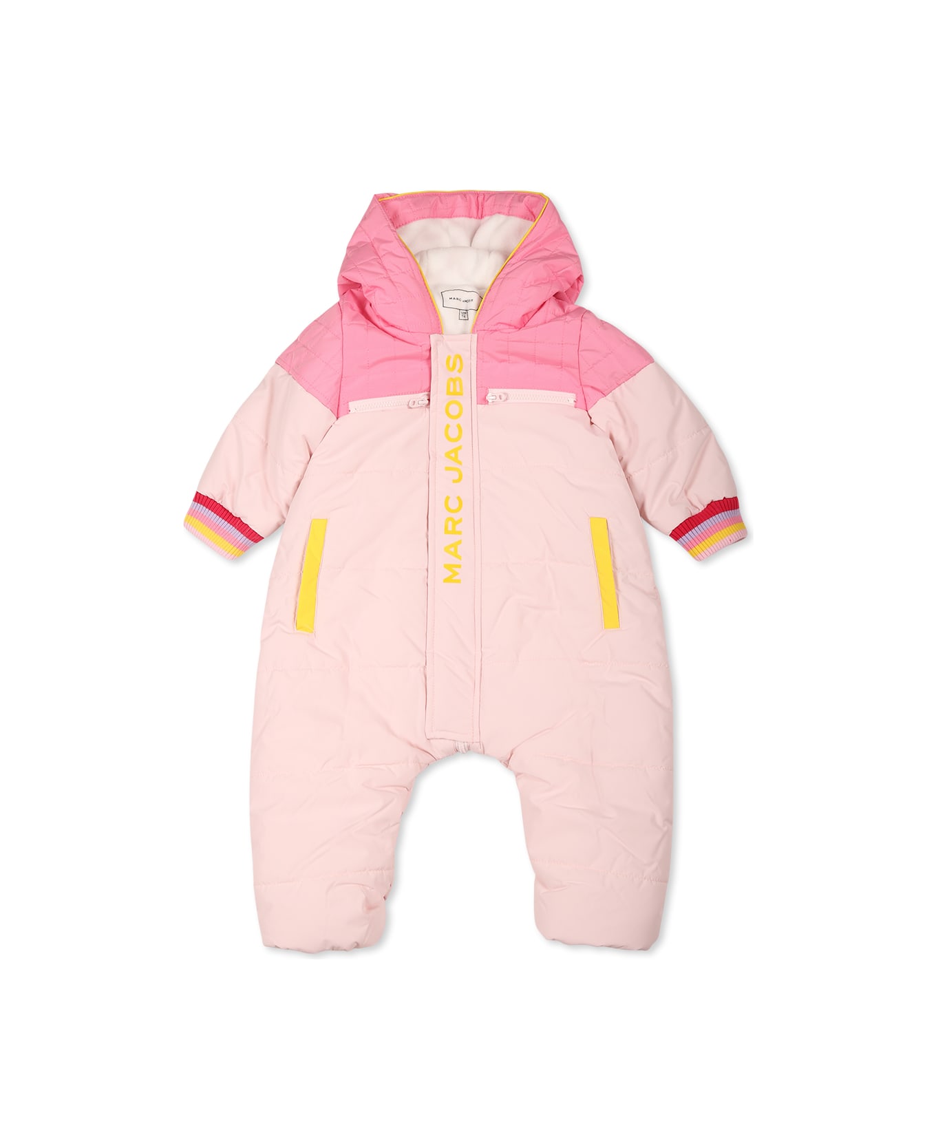 Marc Jacobs Pink Down Jacket For Baby Girl With Logo - Pink