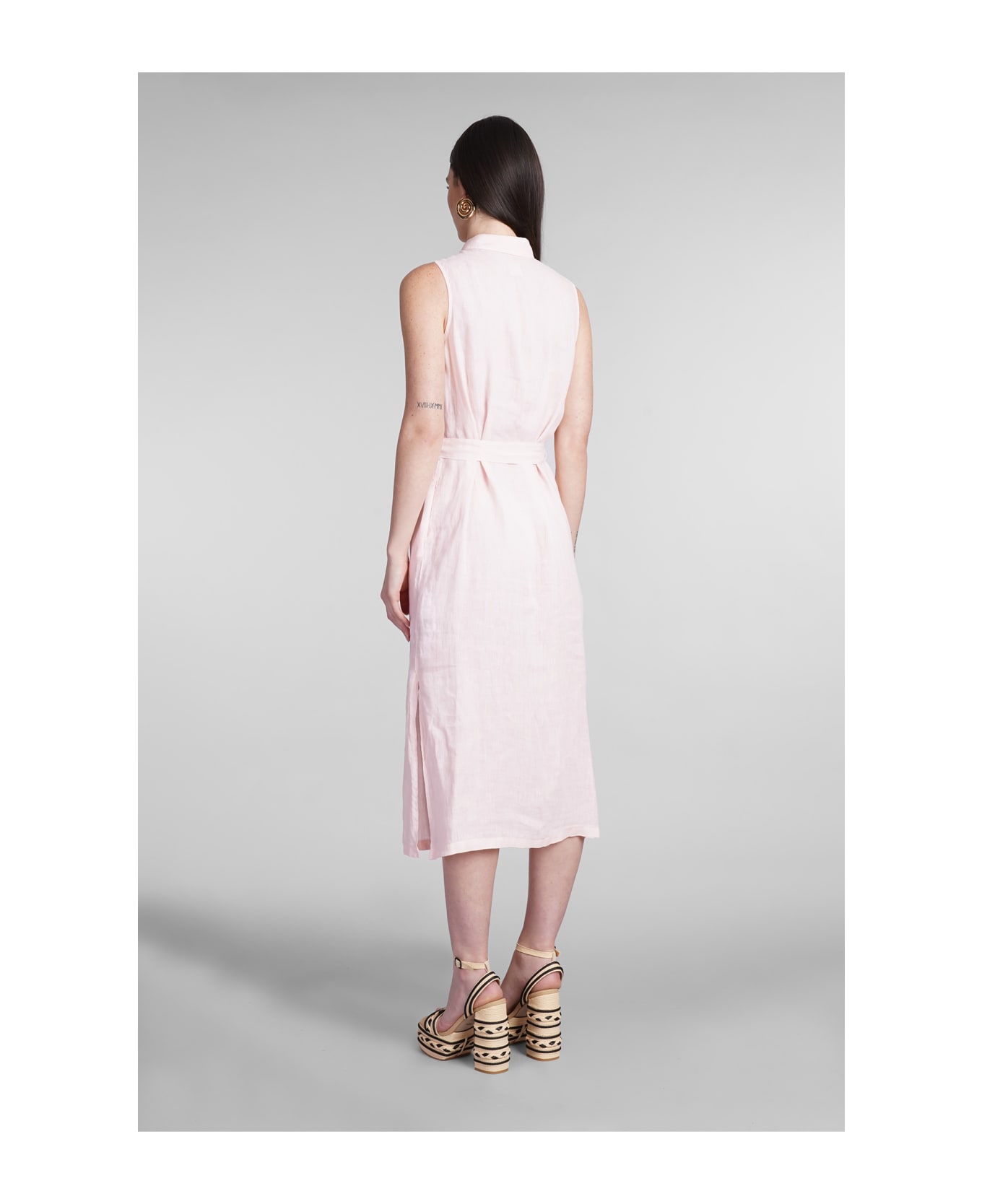 120% Lino Dress In Rose-pink Linen - rose-pink ワンピース＆ドレス