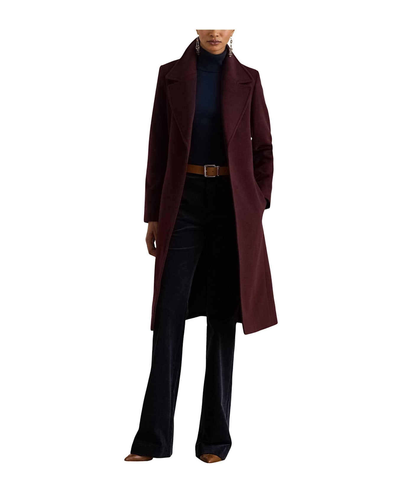 Ralph Lauren Wool Wrp 42 Lined Coat - Pinot Noir