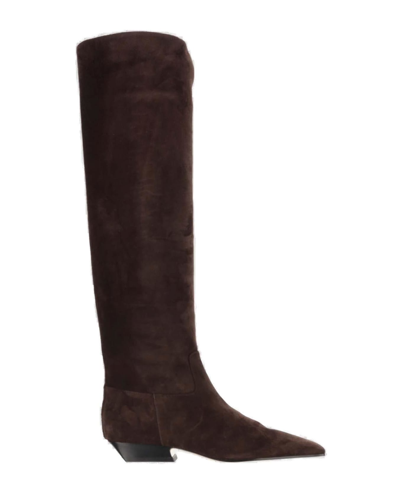 Khaite The Marfa Classic Flat Knee High Boots - COFFEE