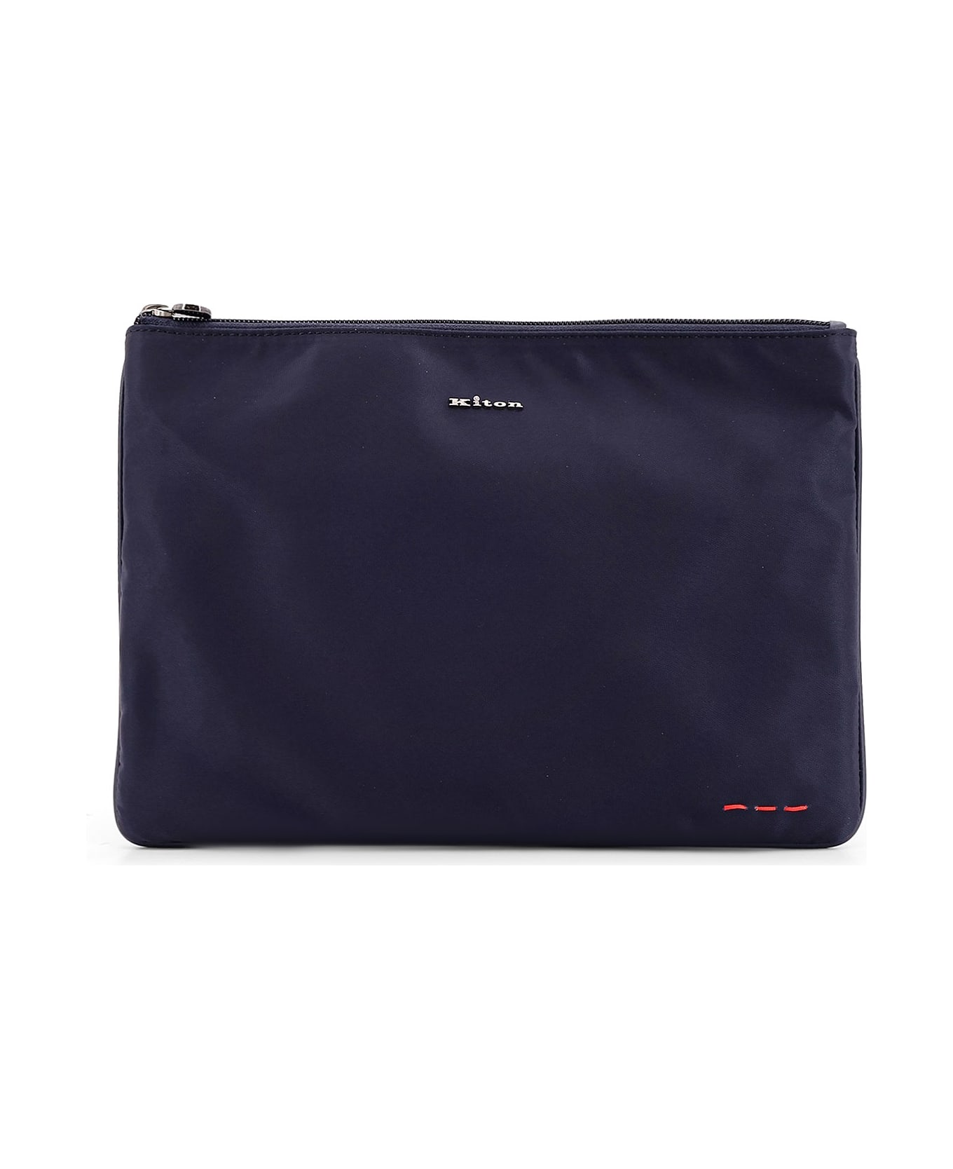 Kiton Nylon Clutch With Metal Logo - Blue