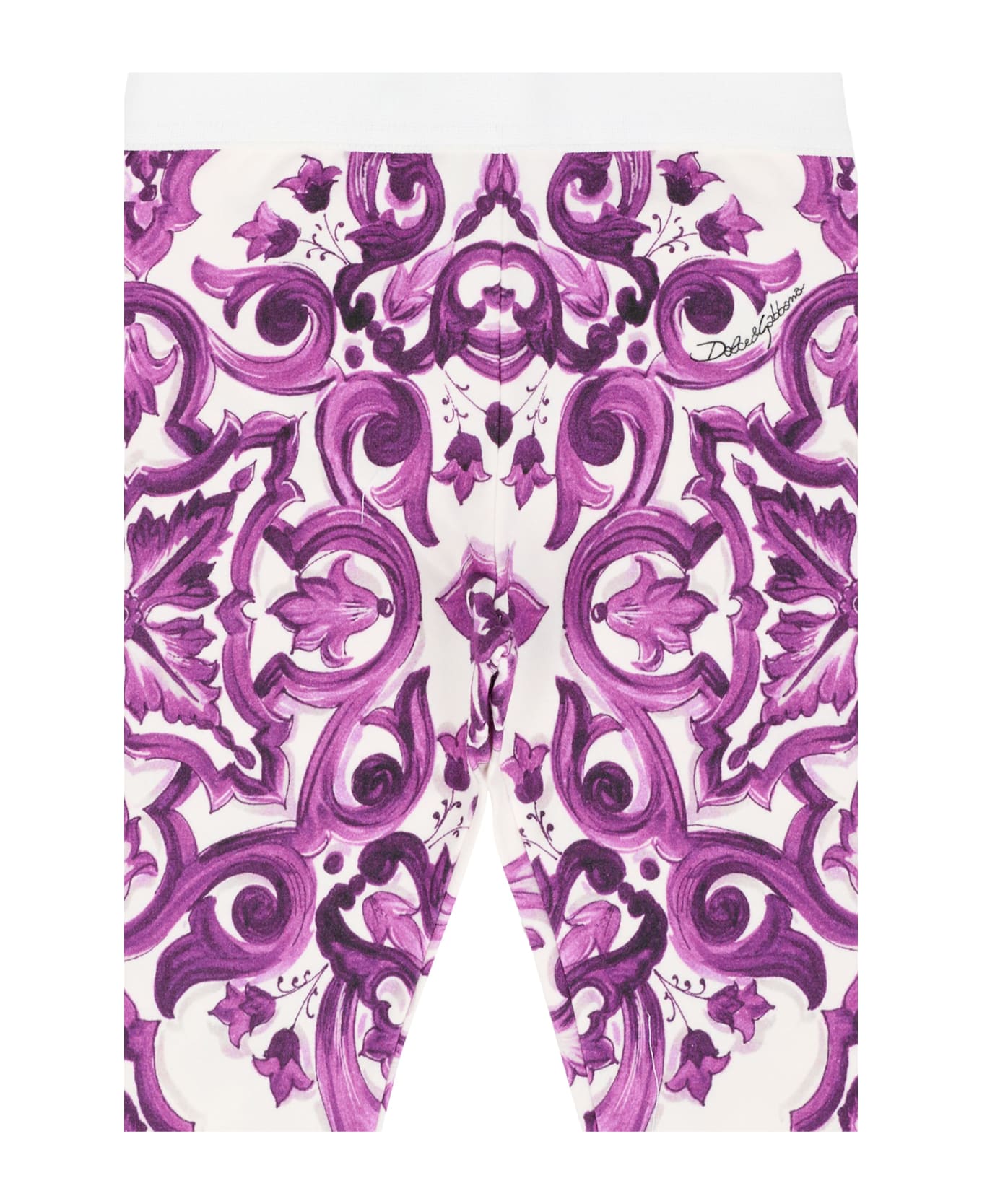 Dolce 
Gabbana Purple Leggings For Baby Girl With Majolica Print - Violet ボトムス