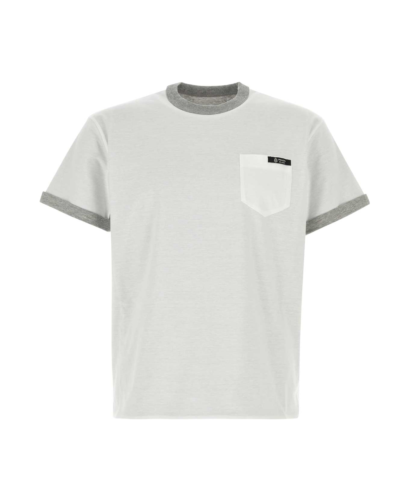 Prada White Cotton Reversible T-shirt - BIANCO+GRIGIO