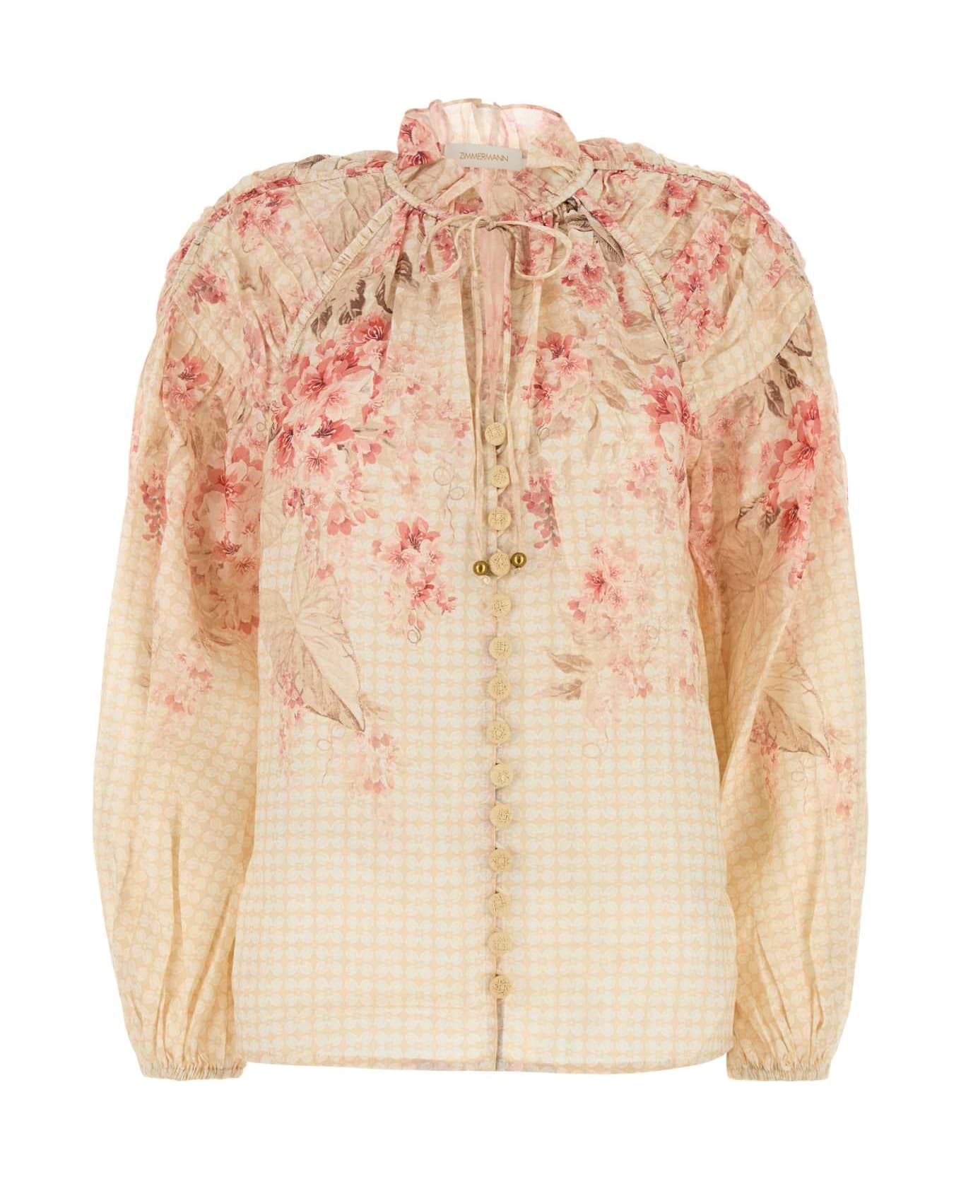Zimmermann Printed Ramie Illuminate Blouse - CORALFLORAL