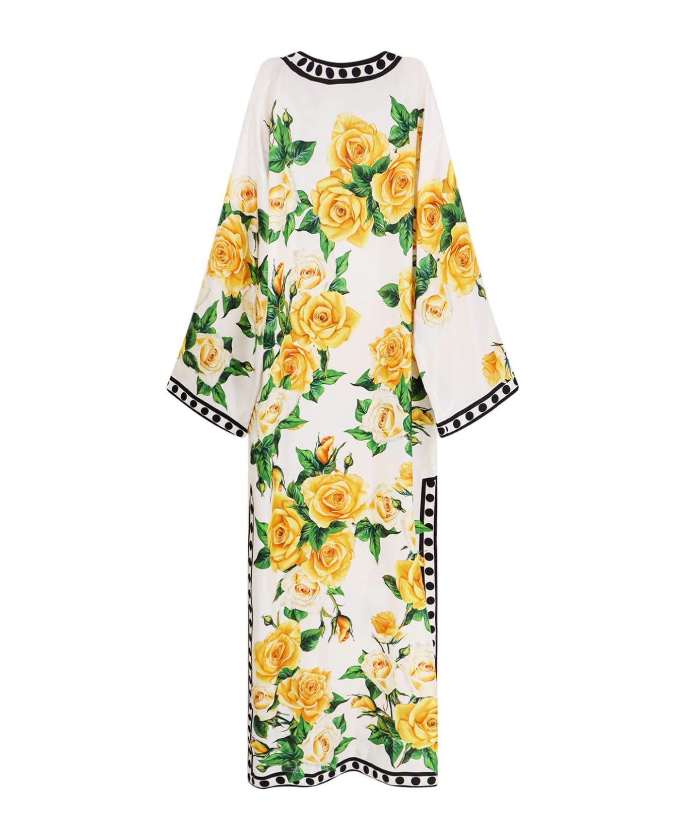 Dolce & Gabbana Long Printed Silk Kaftano Dress - Yellow