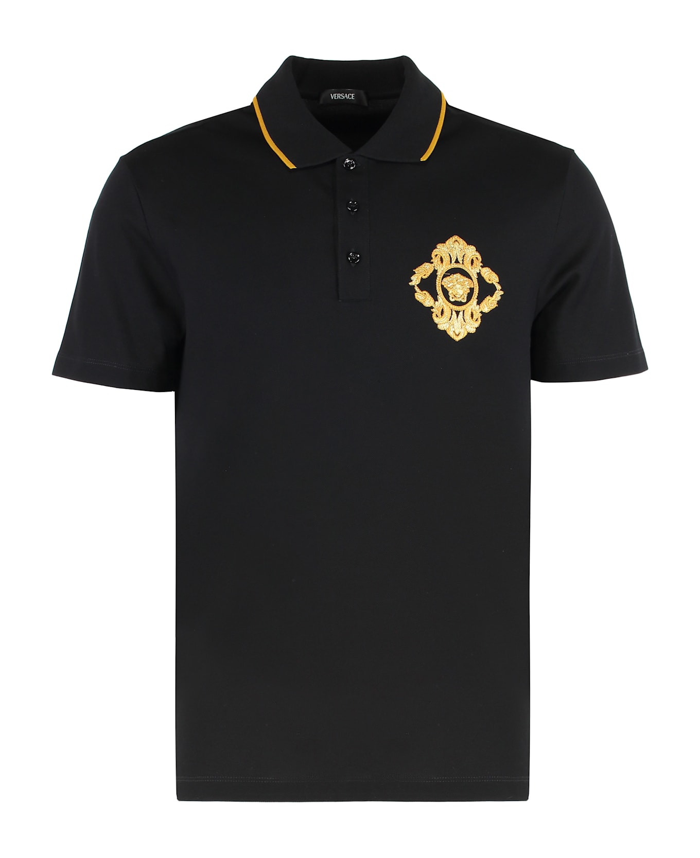 Versace Cotton-piqué Polo Shirt - black