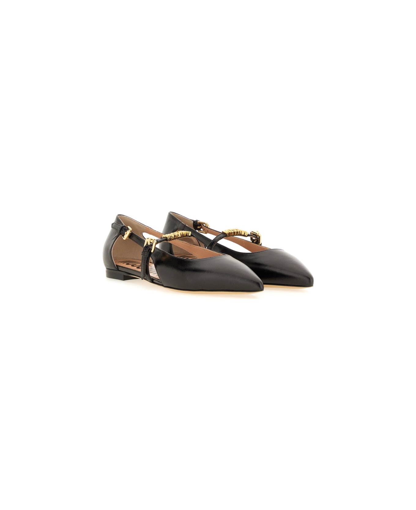 Moschino Leather Ballerina - BLACK