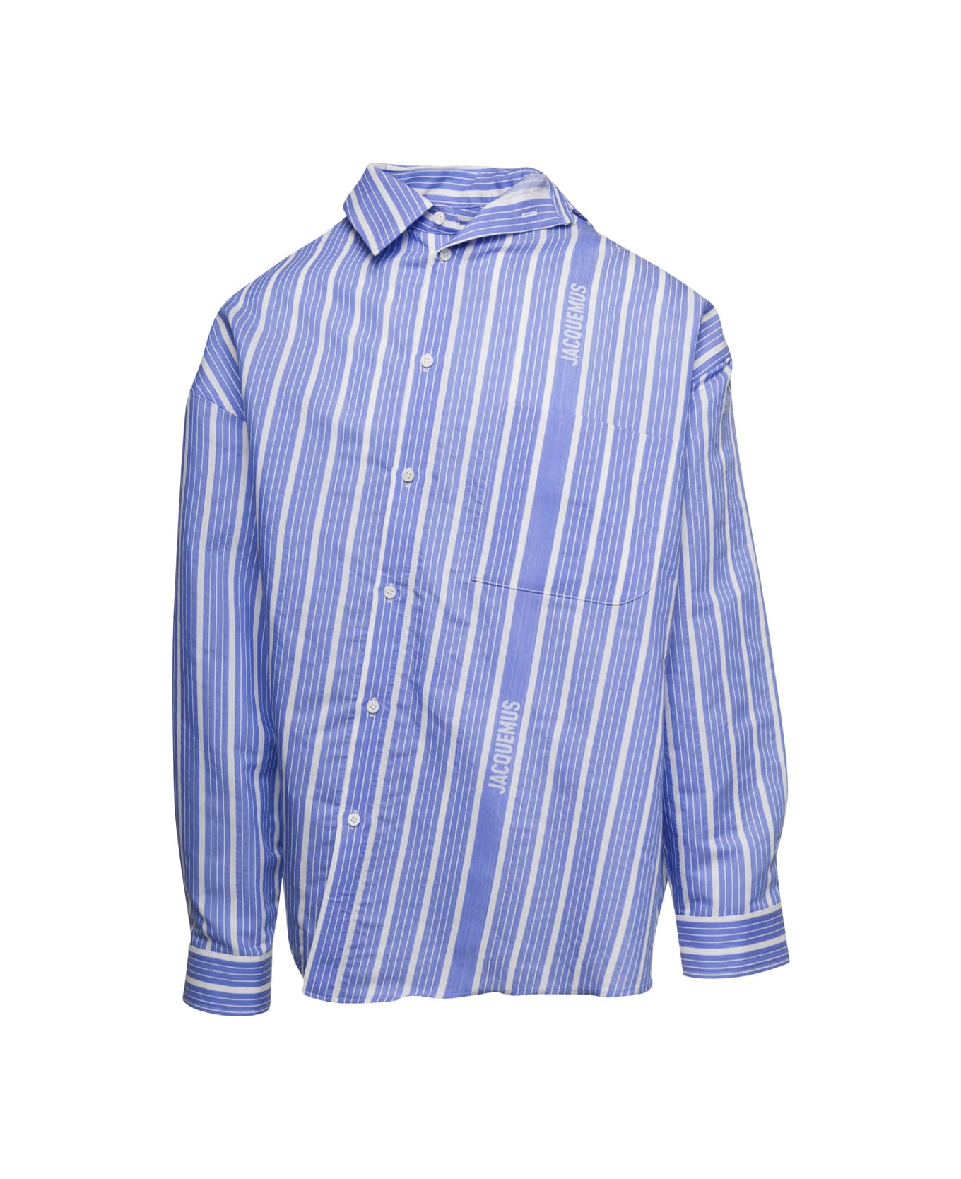 Jacquemus Cuadro Striped Silk-blend Shirt - Jcqud bus. lg stp blue/wh