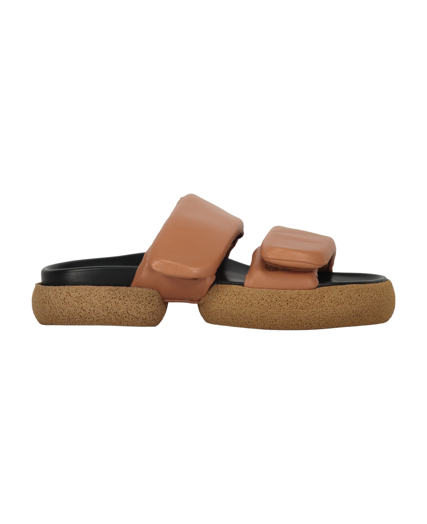 Dries Van Noten Leather And Rubber Slides - Beige