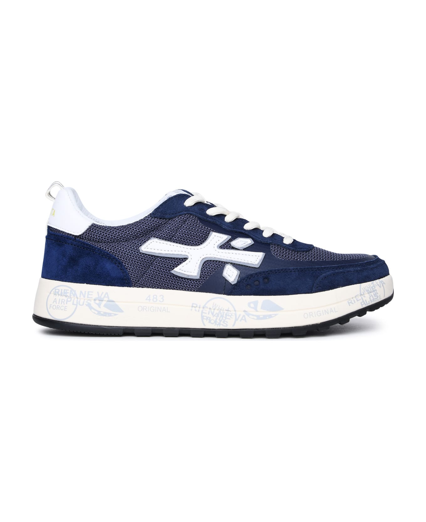 Premiata 'nous' Blue Leather And Fabric Sneakers - Blue スニーカー