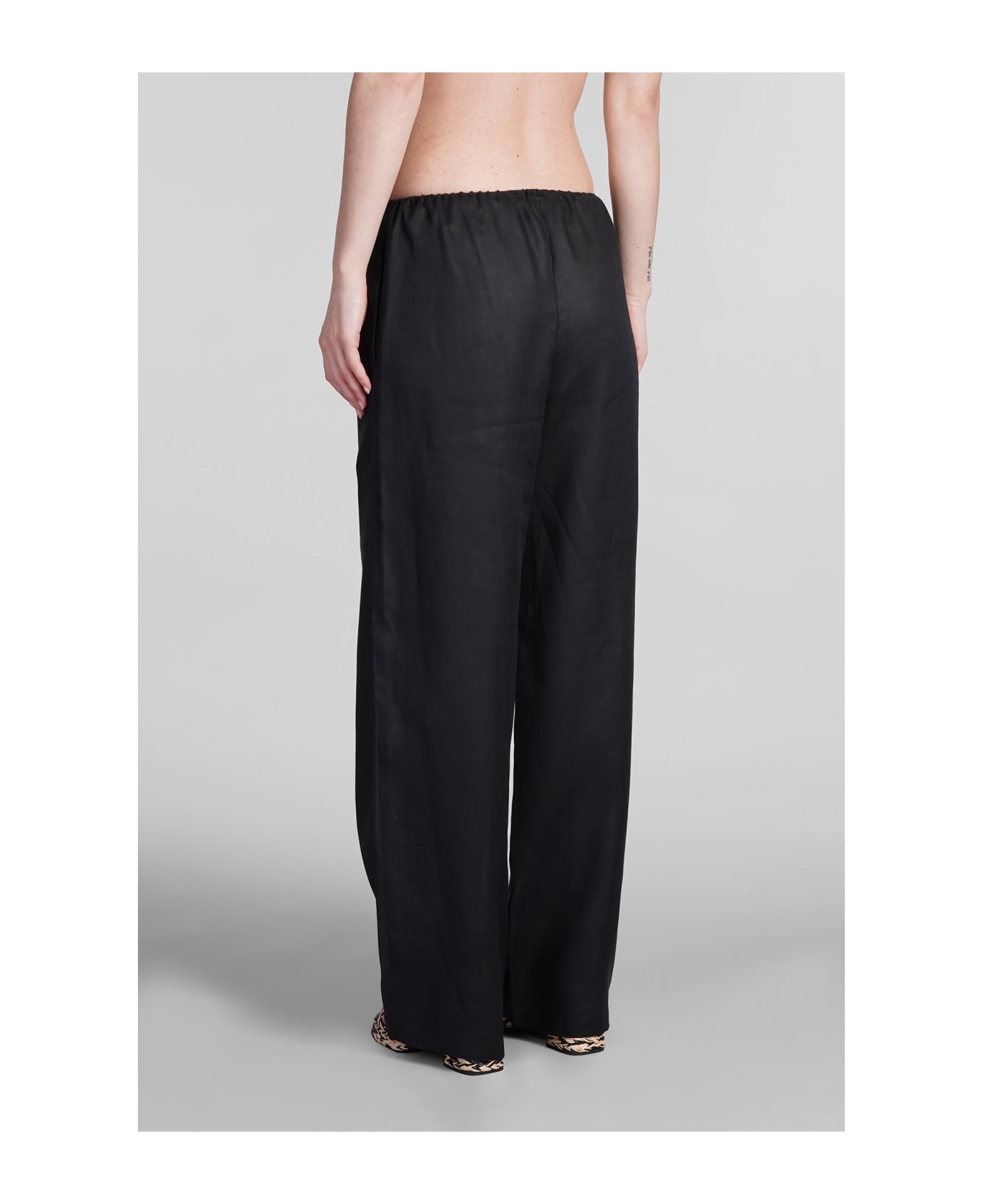 Holy Caftan Pegee Py Pants In Black Linen - black ボトムス