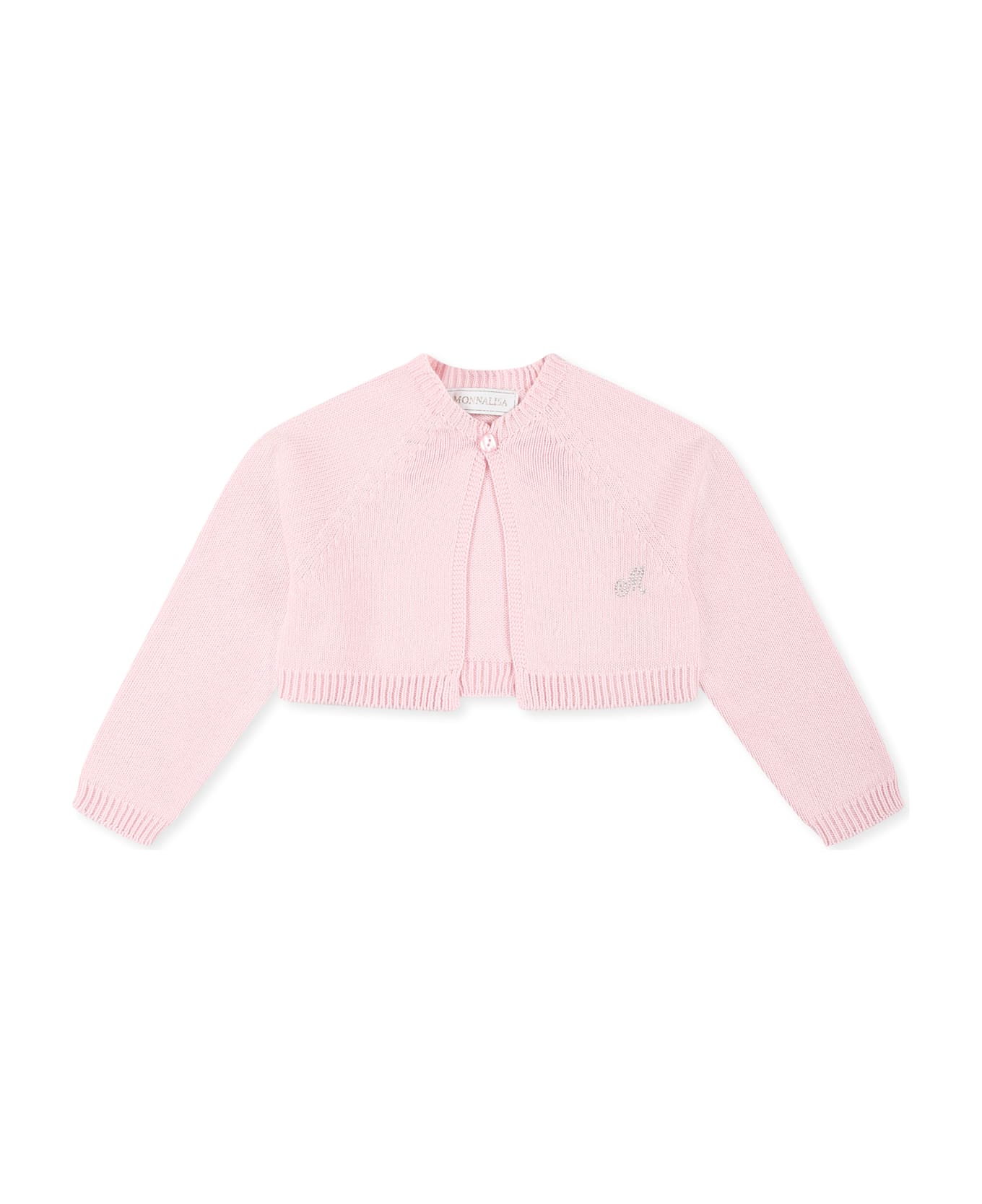 Monnalisa Pink Cardigan For Baby Girl With Logo - Pink