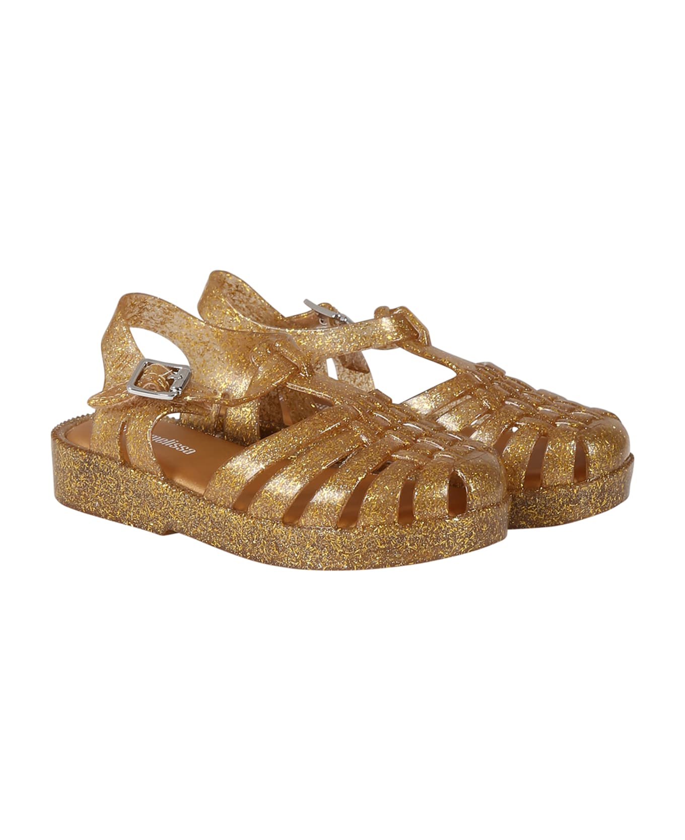 Melissa Gold Scented Sandals For Girl With Logo - Gold