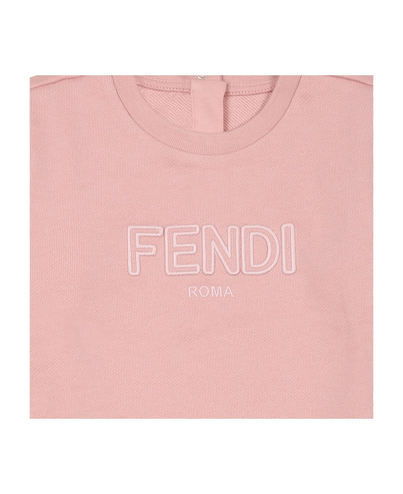 Fendi Pink Sweatshirt For Baby Girl With Logo - Pink