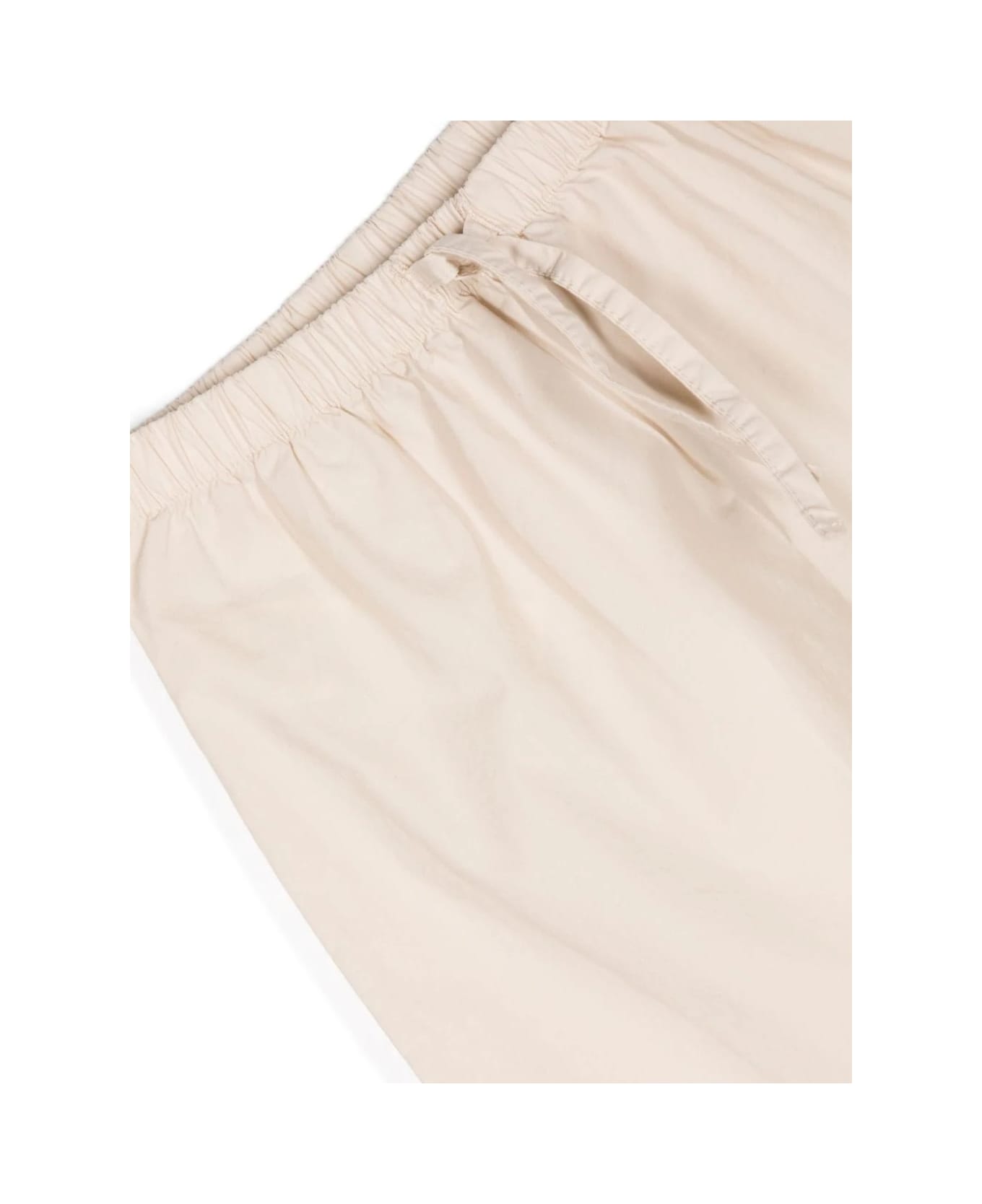 Teddy & Minou Beige Stretch Cotton Trousers With Drawstring - Brown