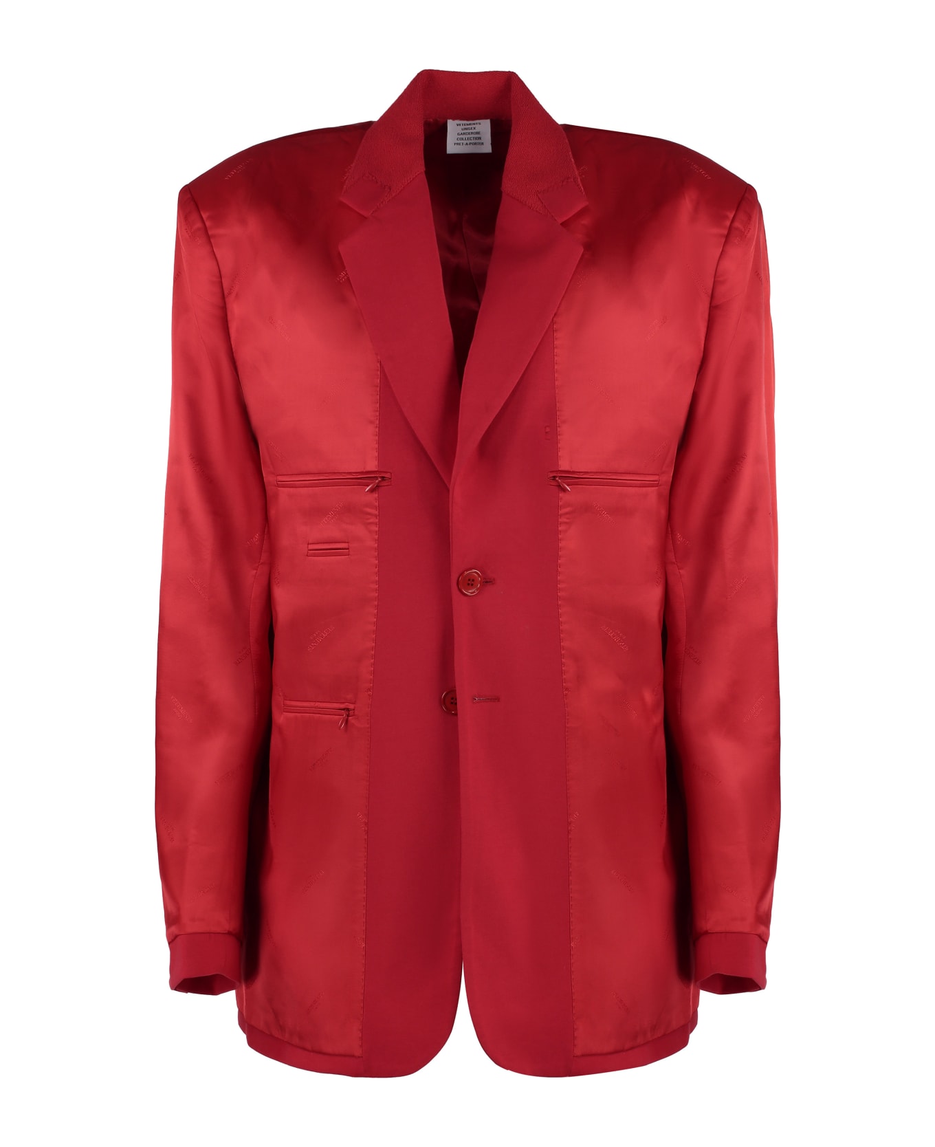 VETEMENTS Cotton Blend Jacquard Blazer - red