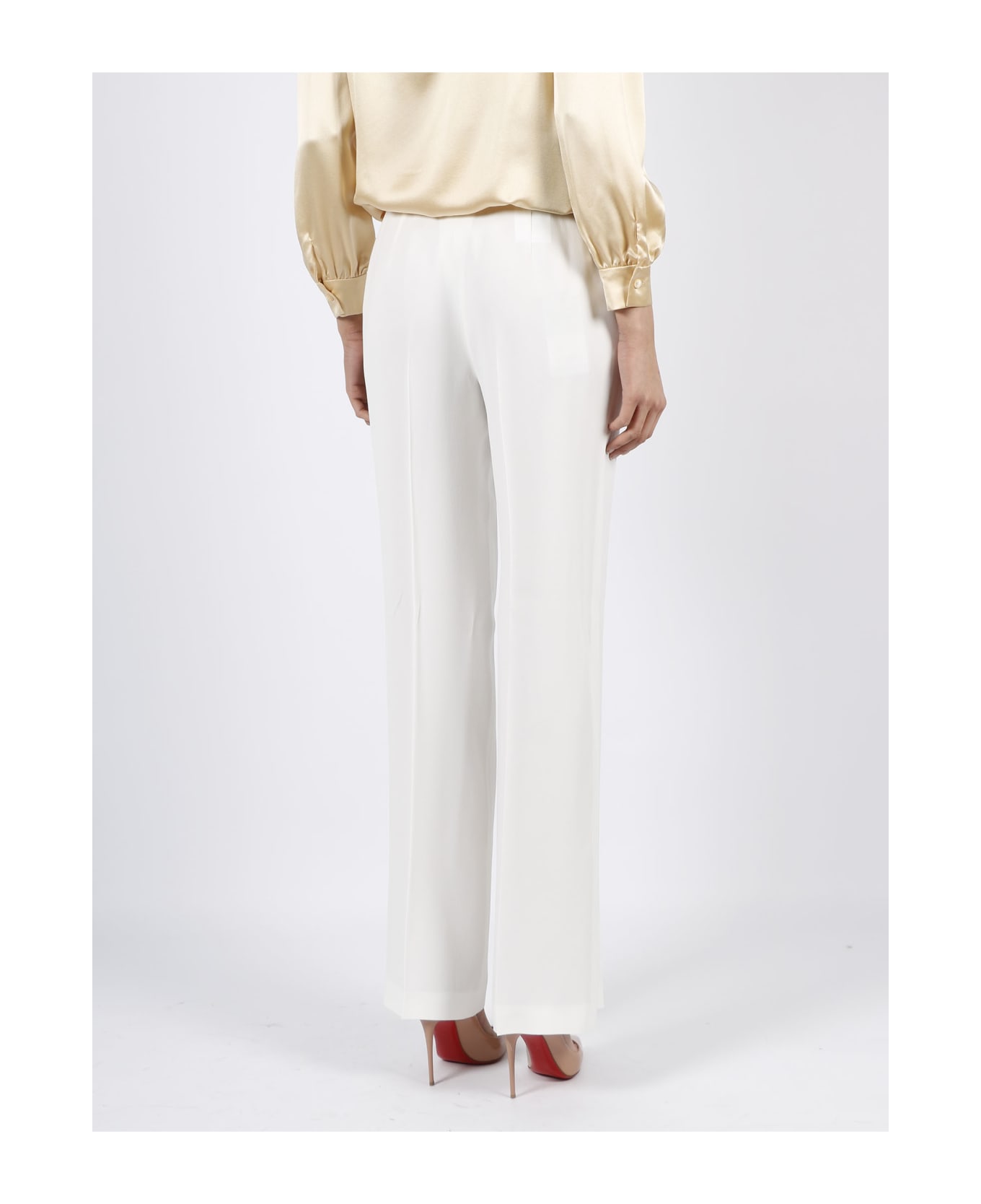 Alberta Ferretti Tailored Enver Satin Trousers - White
