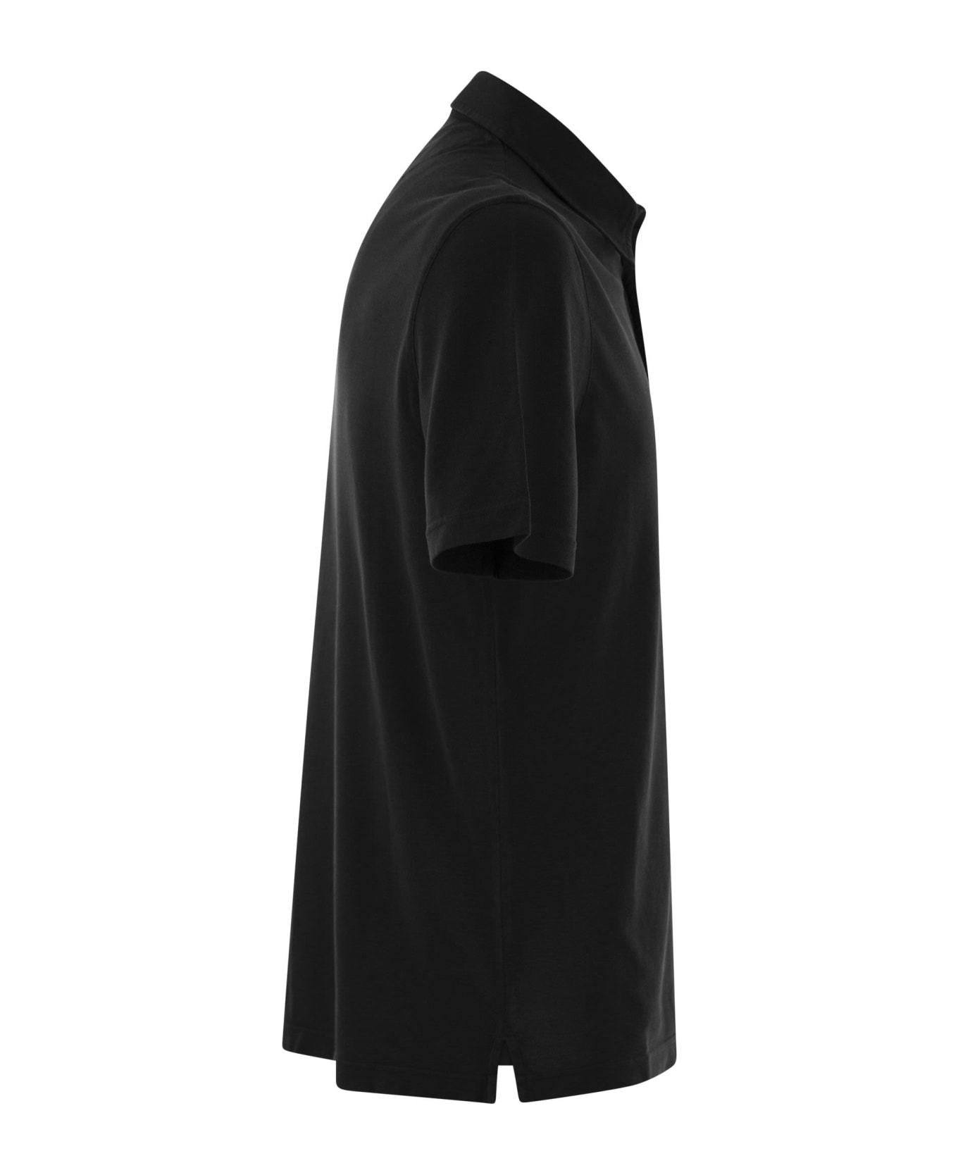 Fedeli Short-sleeved Cotton Polo Shirt - Black ポロシャツ