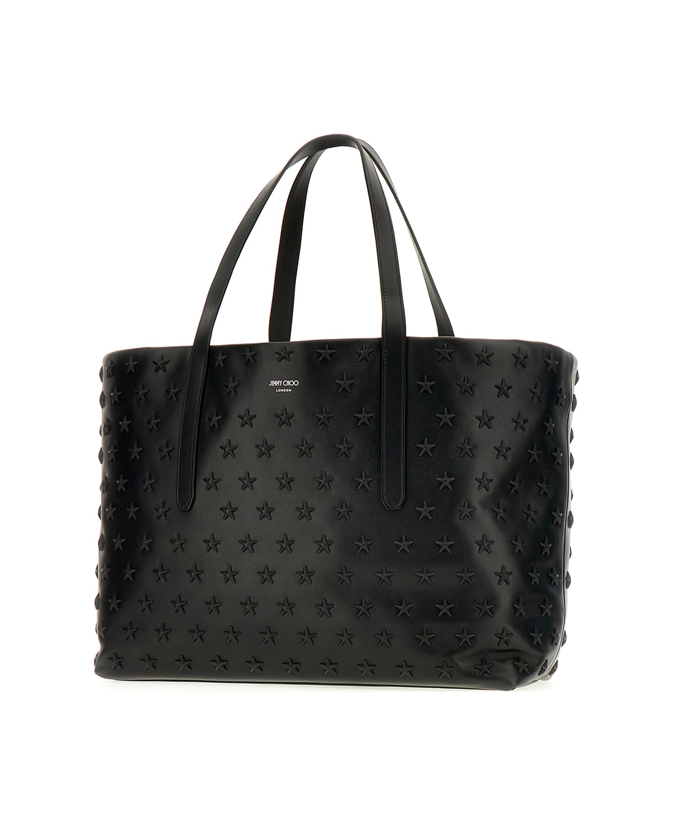 Jimmy Choo Black Leather Pimlico Shopping Bag - BLACKGUNMETAL