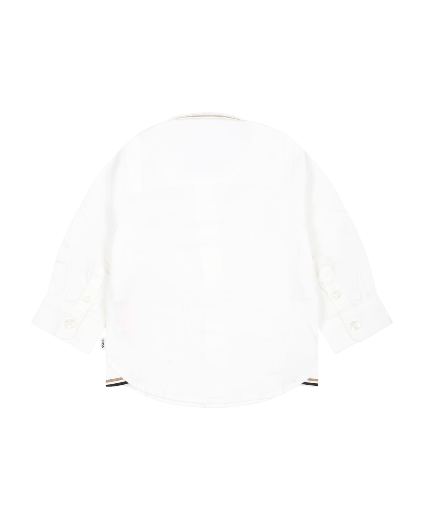 Hugo Boss White Shirt For Baby Boy With Logo - White