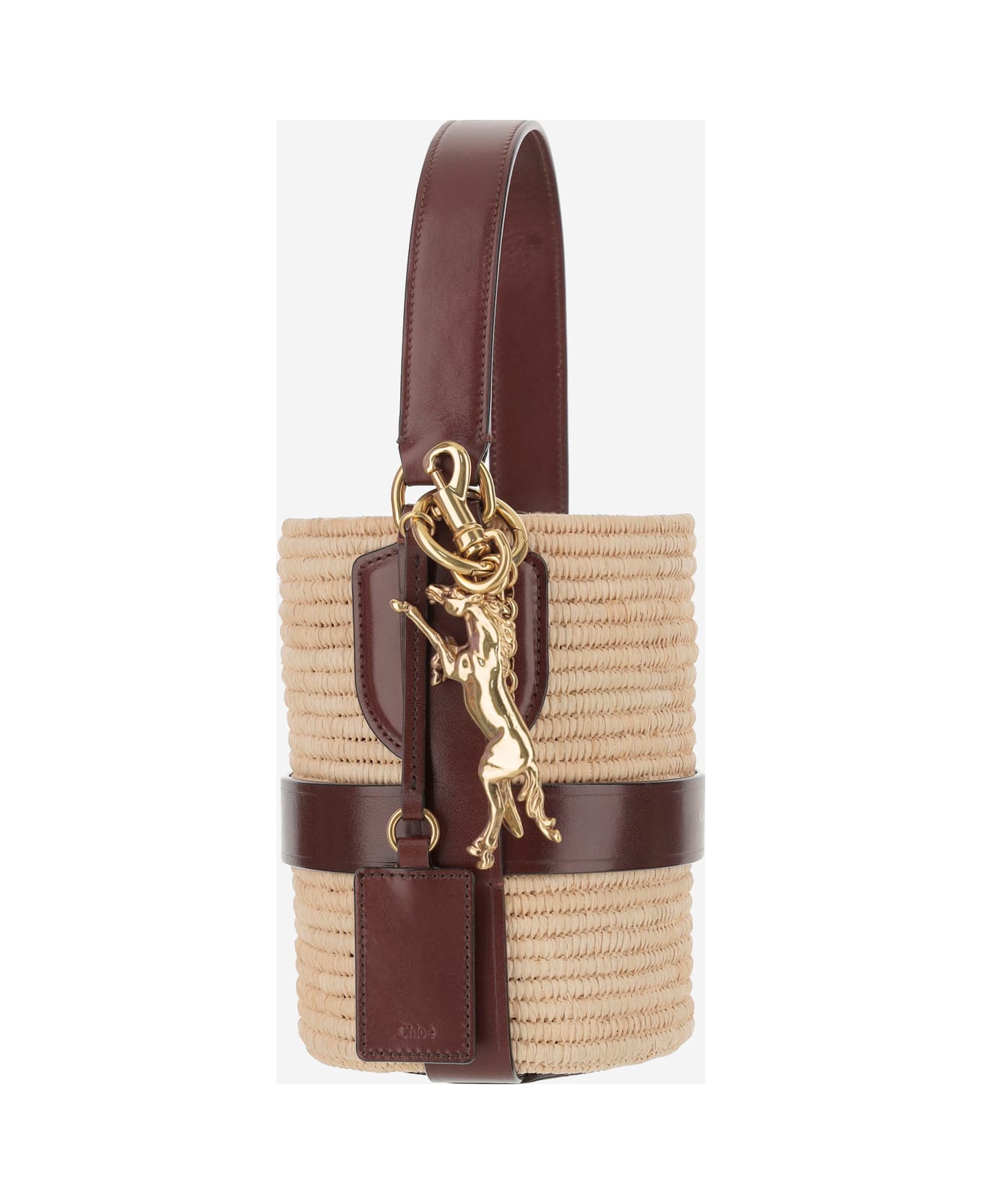 Chloé Kerala 25 Bag In Raffia And Leather - Natural