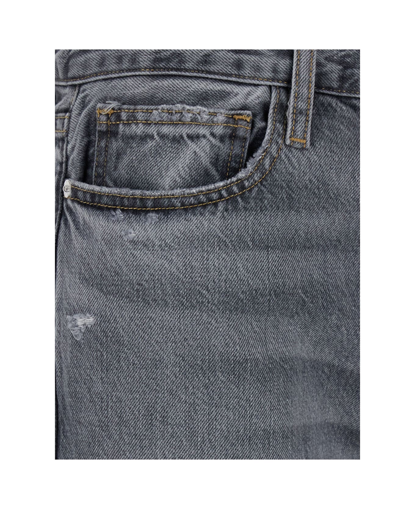 Frame Grey Straight Five Pocket Jeans In Denim Woman - Grey