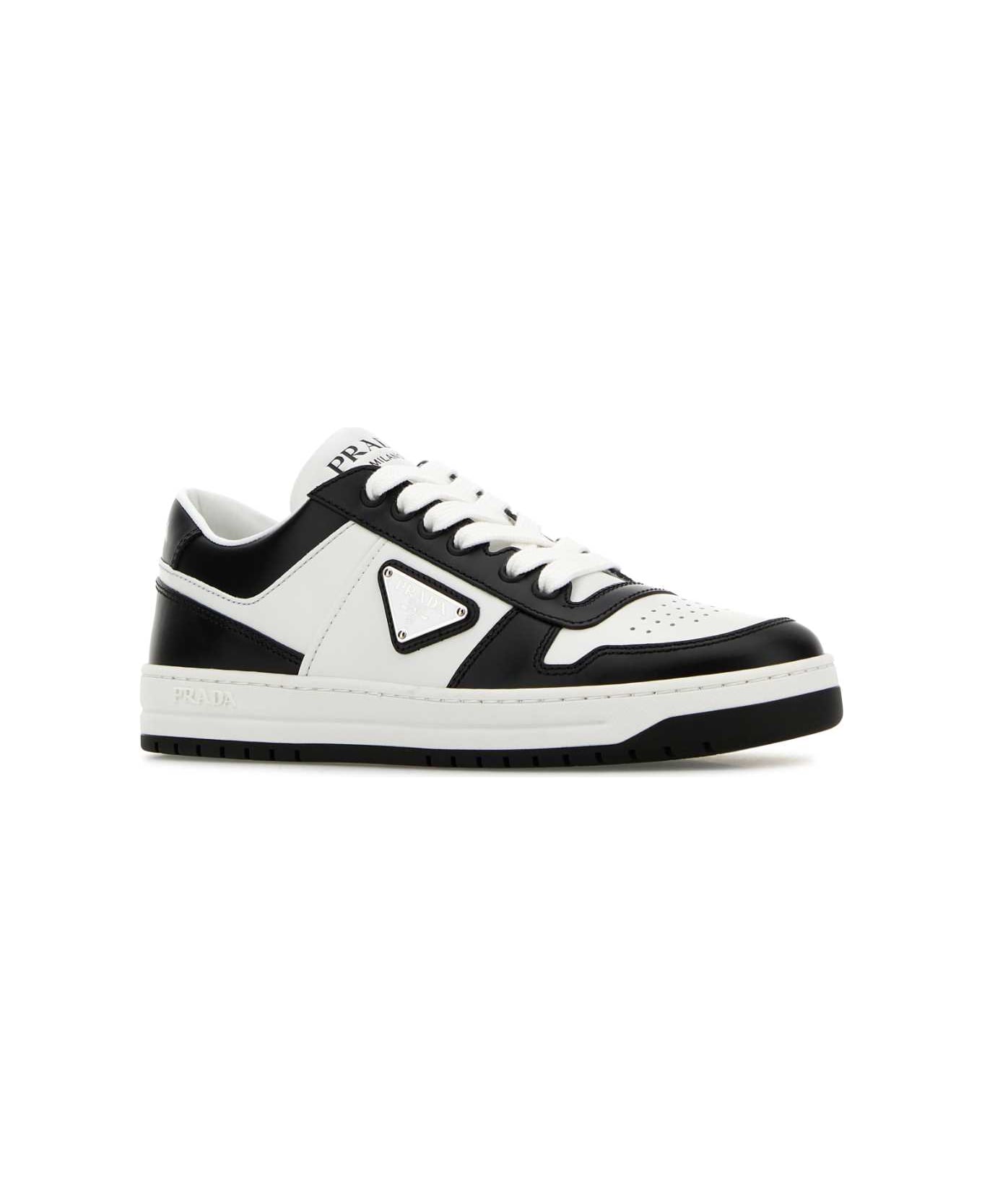 Prada Two-tone Leather Downtown Sneakers - BIANCO+NERO