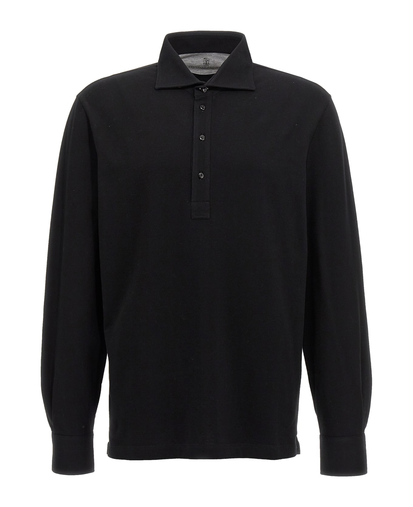Brunello Cucinelli Long-sleeved Cotton Polo Shirt - Black ポロシャツ